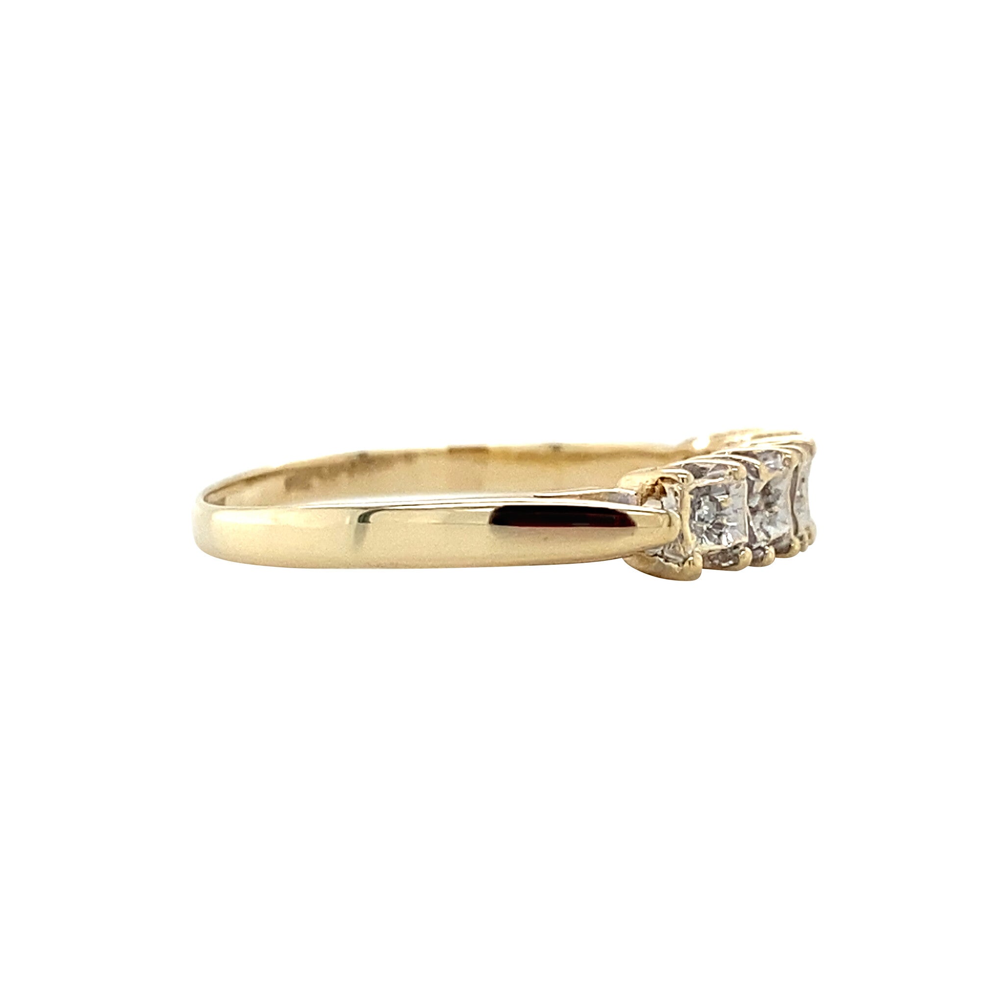 Gouden vintage rijring met diamant 14 krt