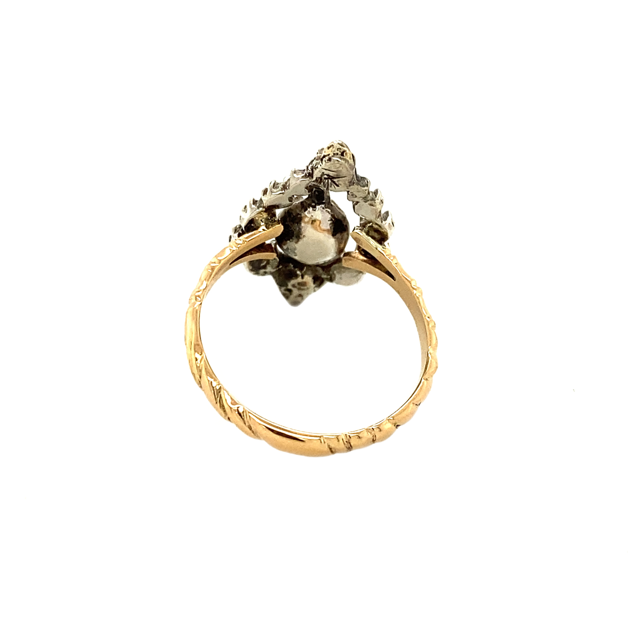 Gold ring with rose-cut diamond 18 kt/925
