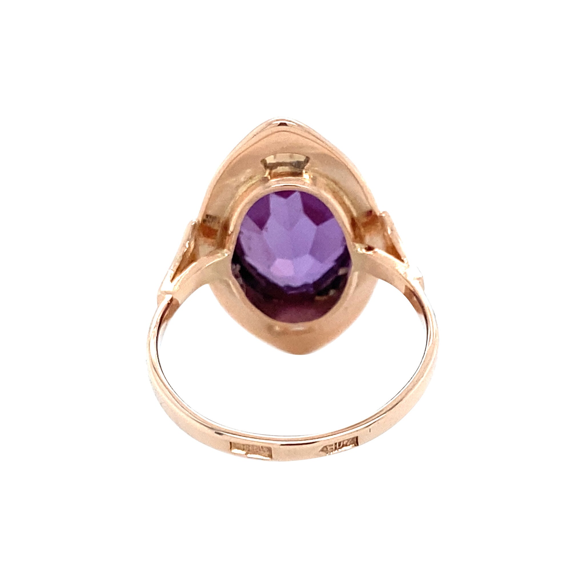 Roségouden vintage ring met saffier 14 krt