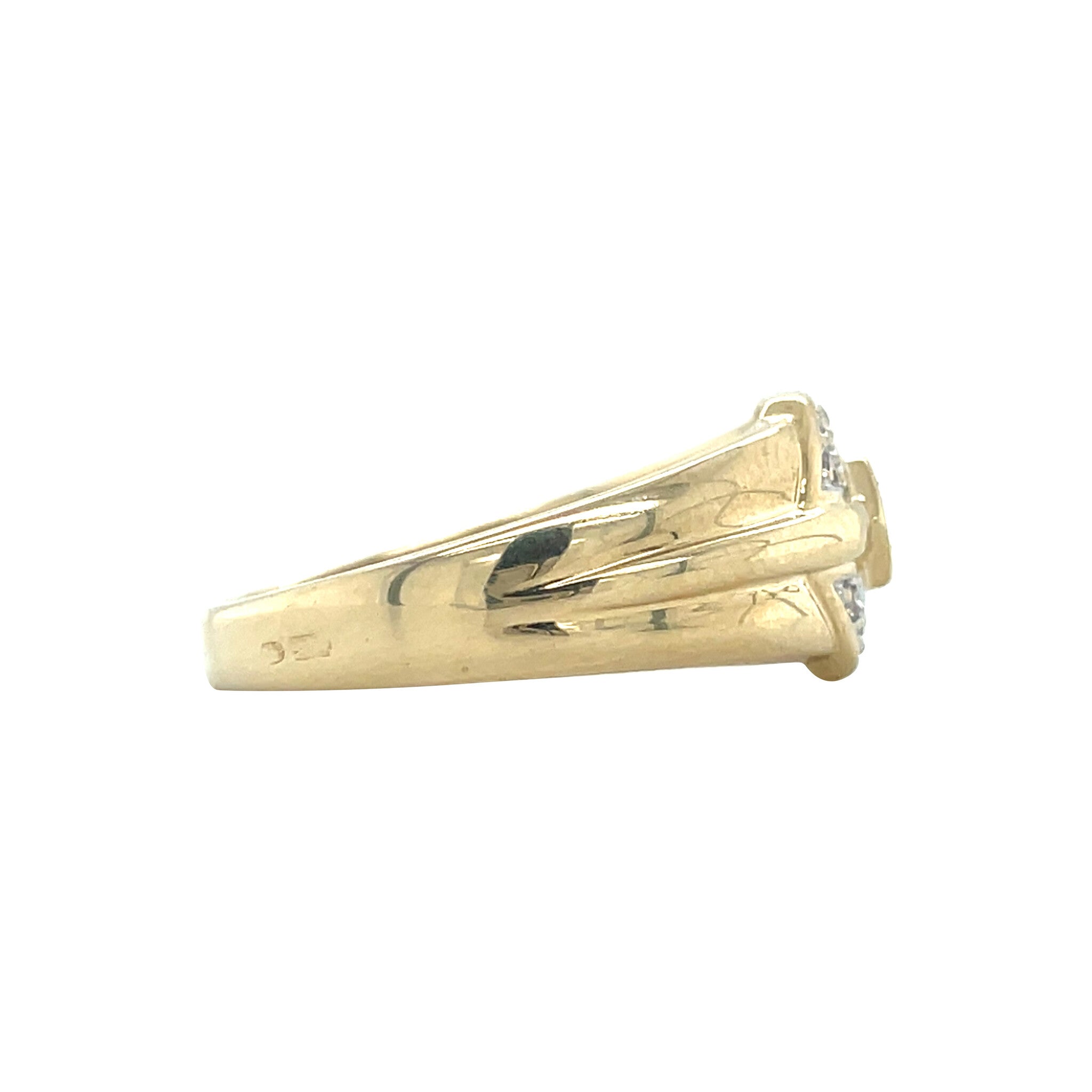 Gouden vintage ring met robijn en diamant 14 kt