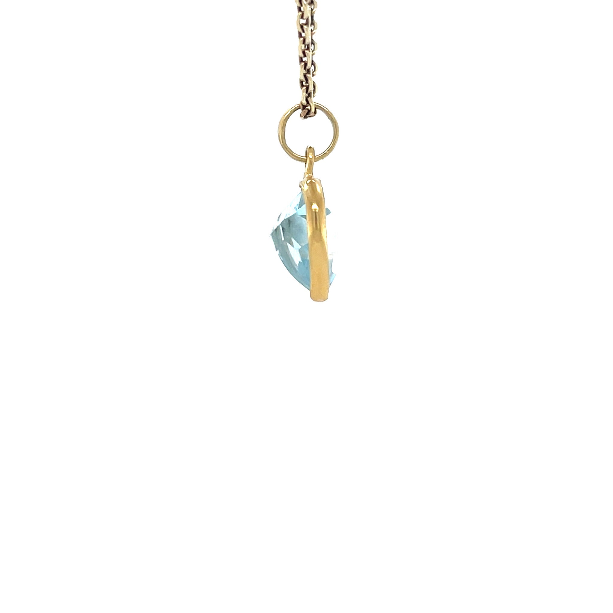 Gouden vintage hart hanger met topaas 18 krt