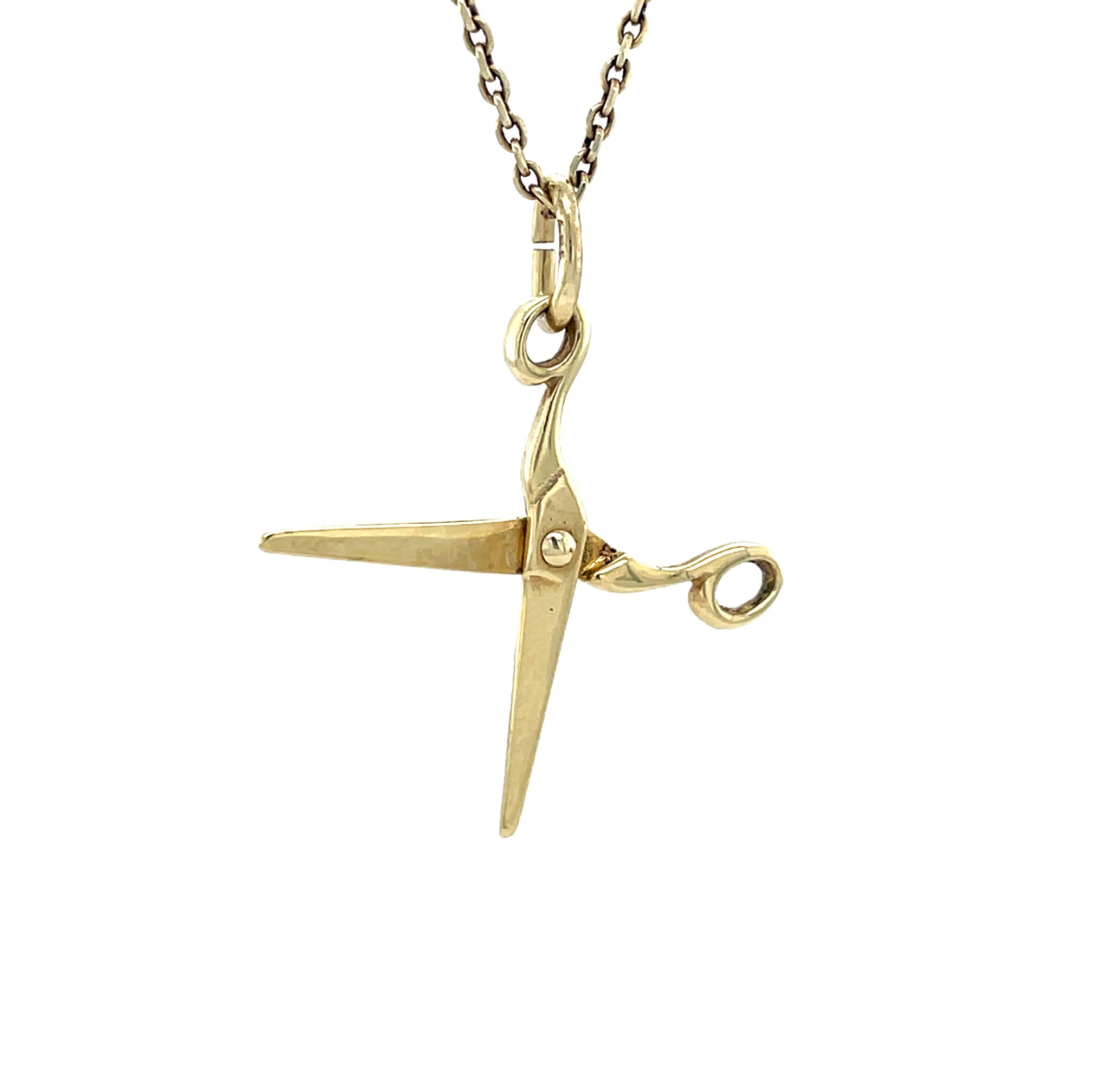Gouden vintage schaar hanger 14 krt