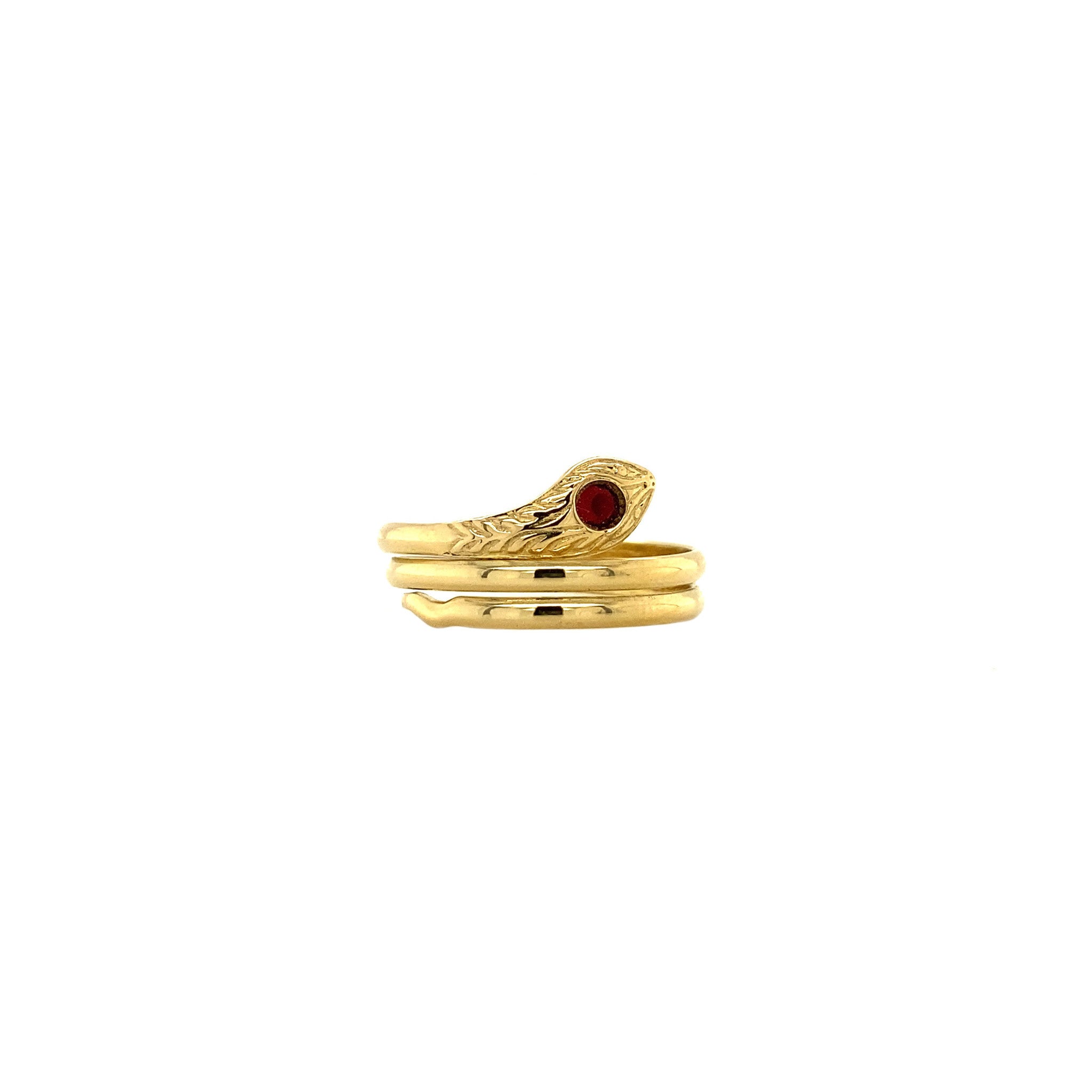 Gold ring with synthetic ruby, 18 kt