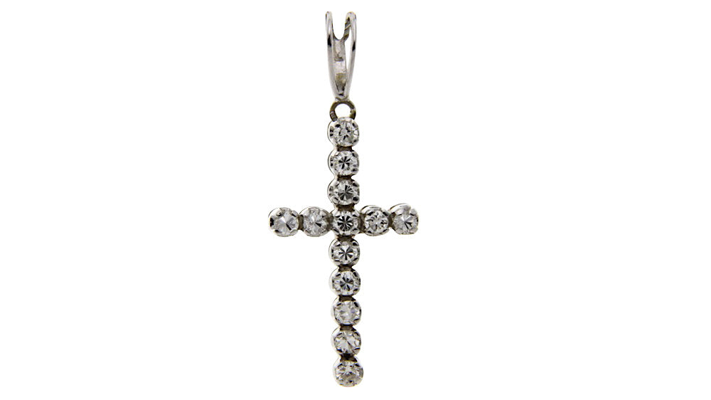 Witgouden kruis hanger met diamant 14 krt