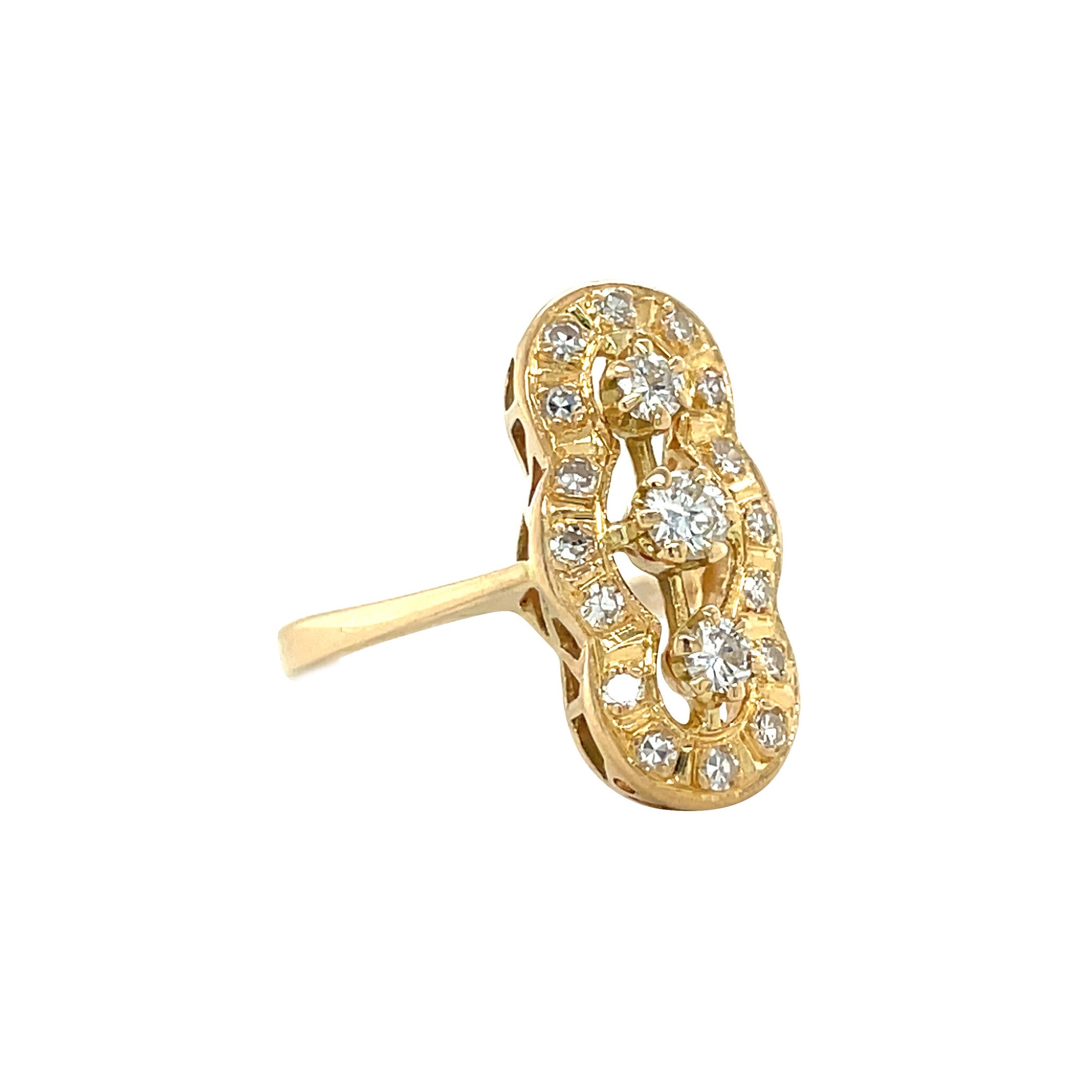 Gouden vintage prinsessen ring met diamant 14 kt