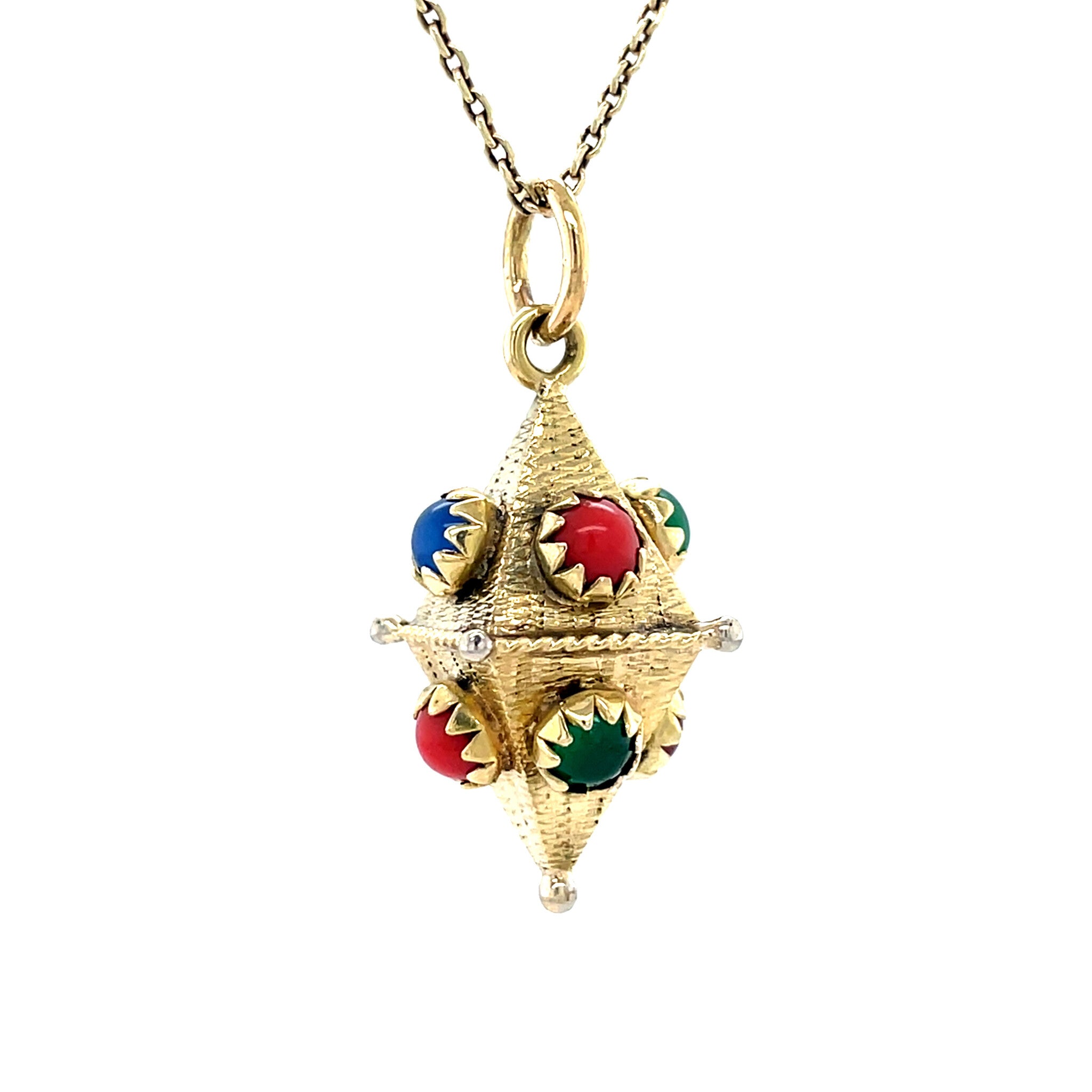 Gouden vintage hanger met kleursteen 14 krt