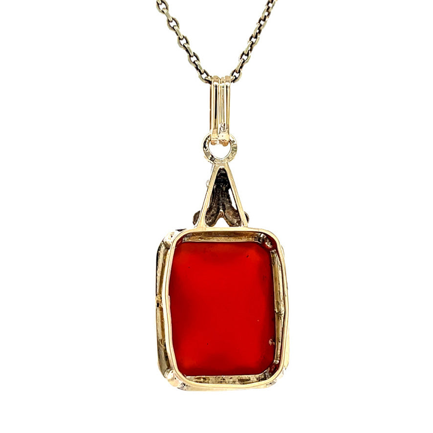Vintage gold pendant with carnelian, 14 kt