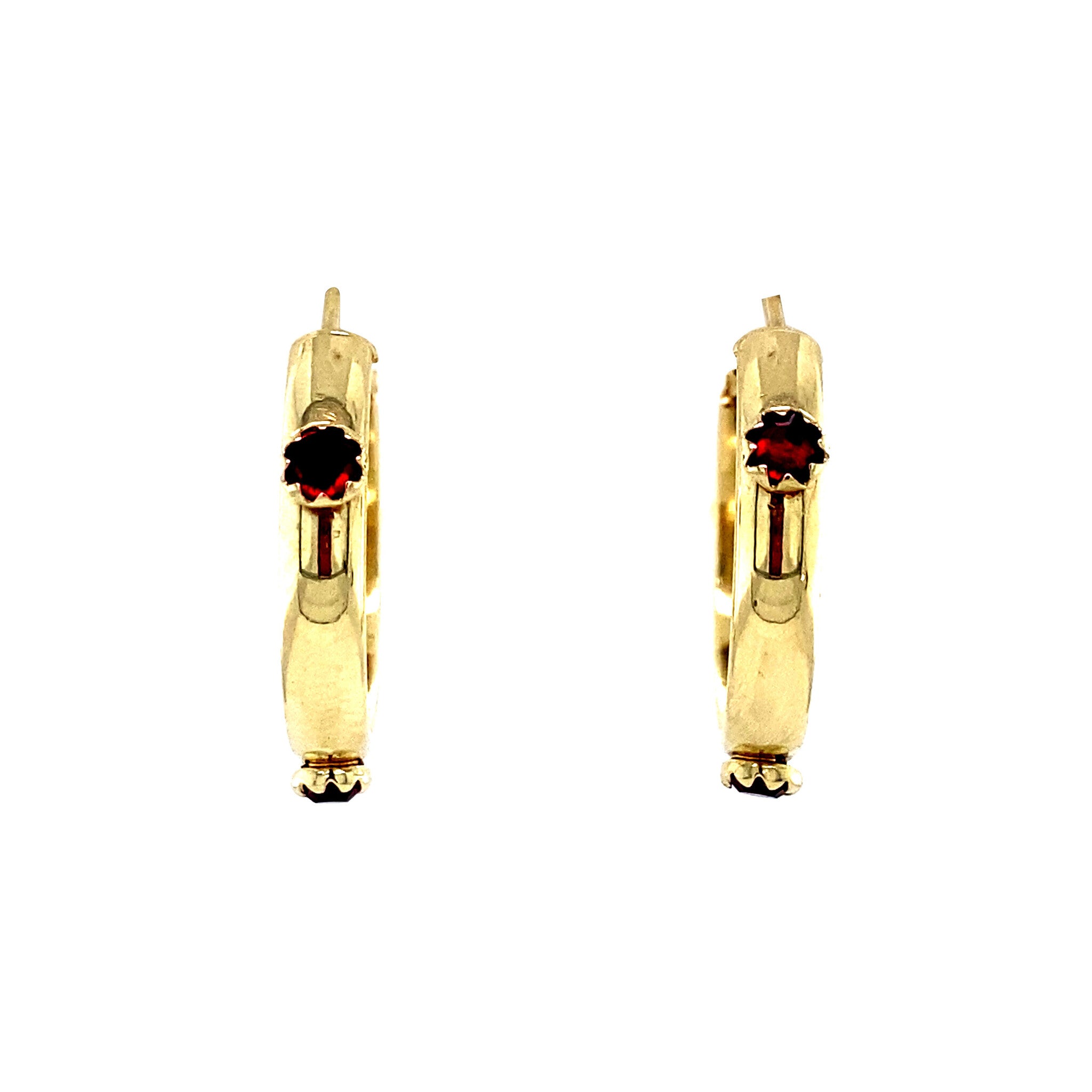 14 kt gold earrings with colored gemstone