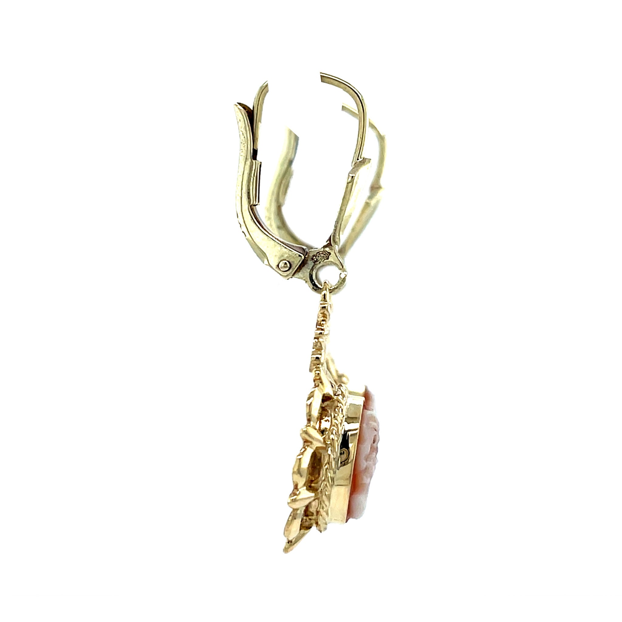 14 kt gold dangle earrings with cameo