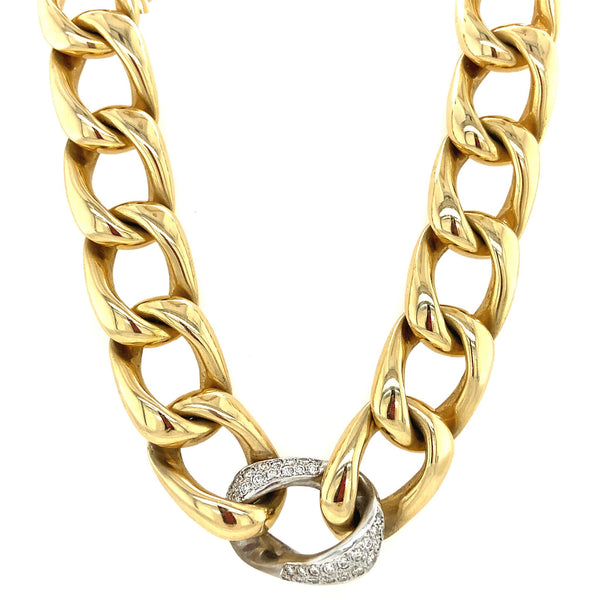 14 kt gold gourmet necklace with diamond