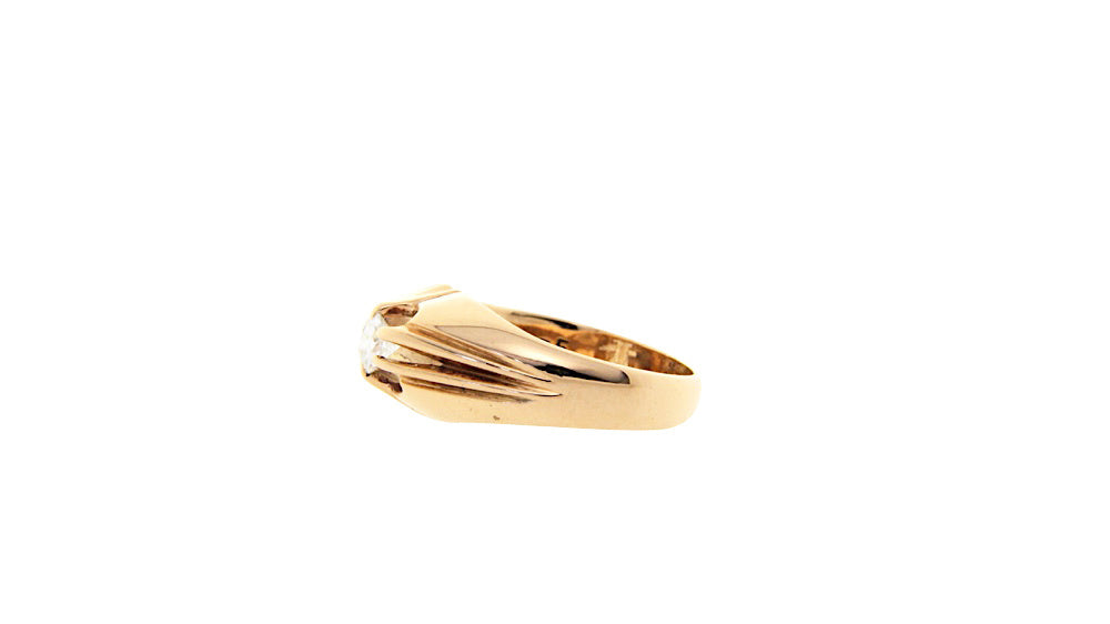 14 kt rose gold pinky ring with diamond