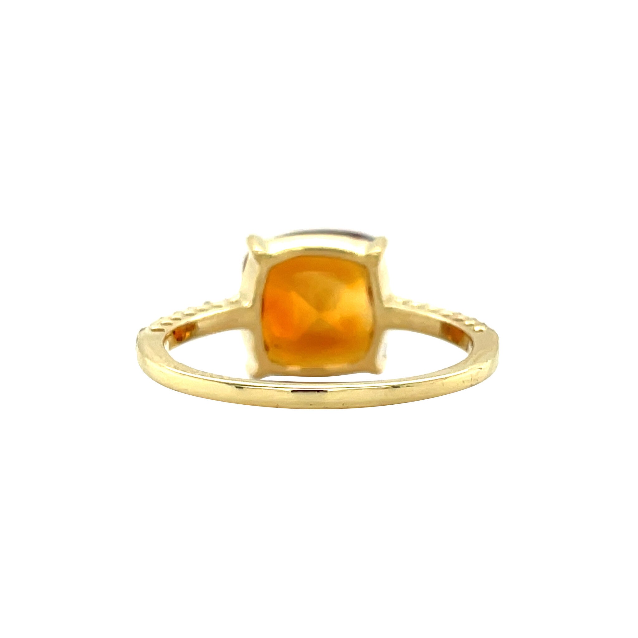 Vintage gold ring with citrine and diamond, 18 kt