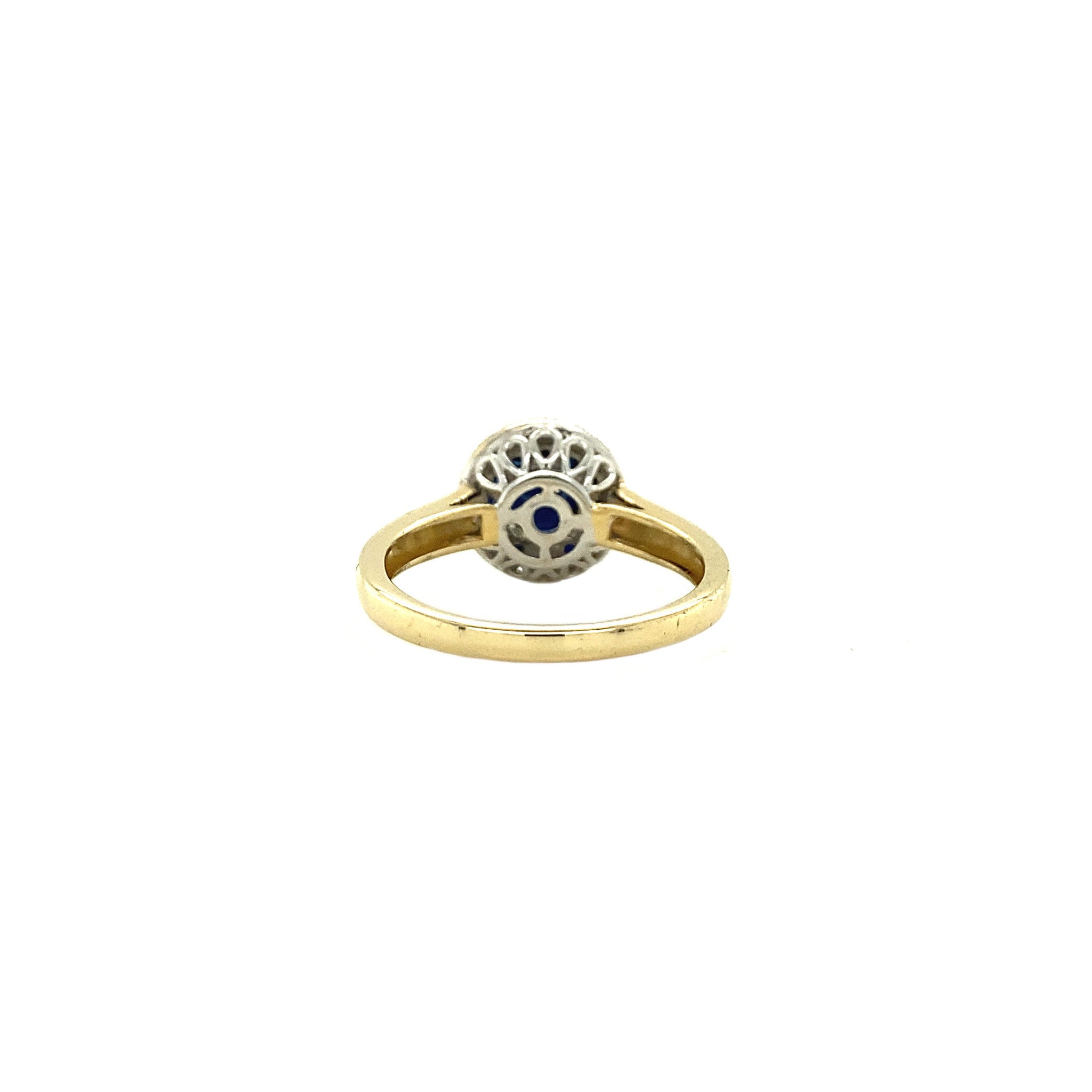 Gold ring with sapphire and diamond 14 crt