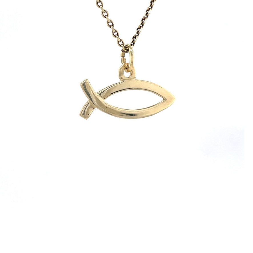 Gouden vintage ichthus vis hanger 14 kt