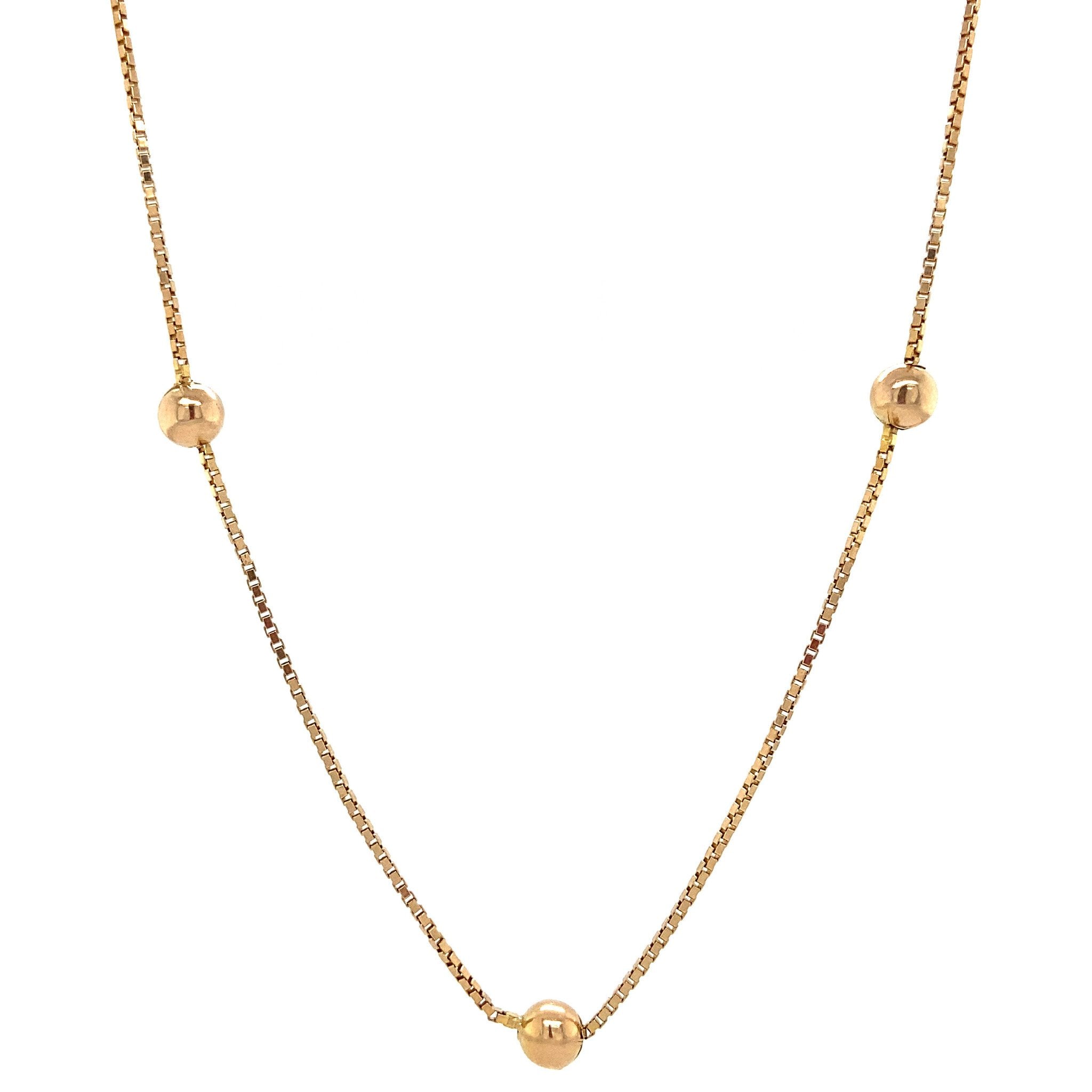 Gold necklace with balls 42.5 cm 14 krt