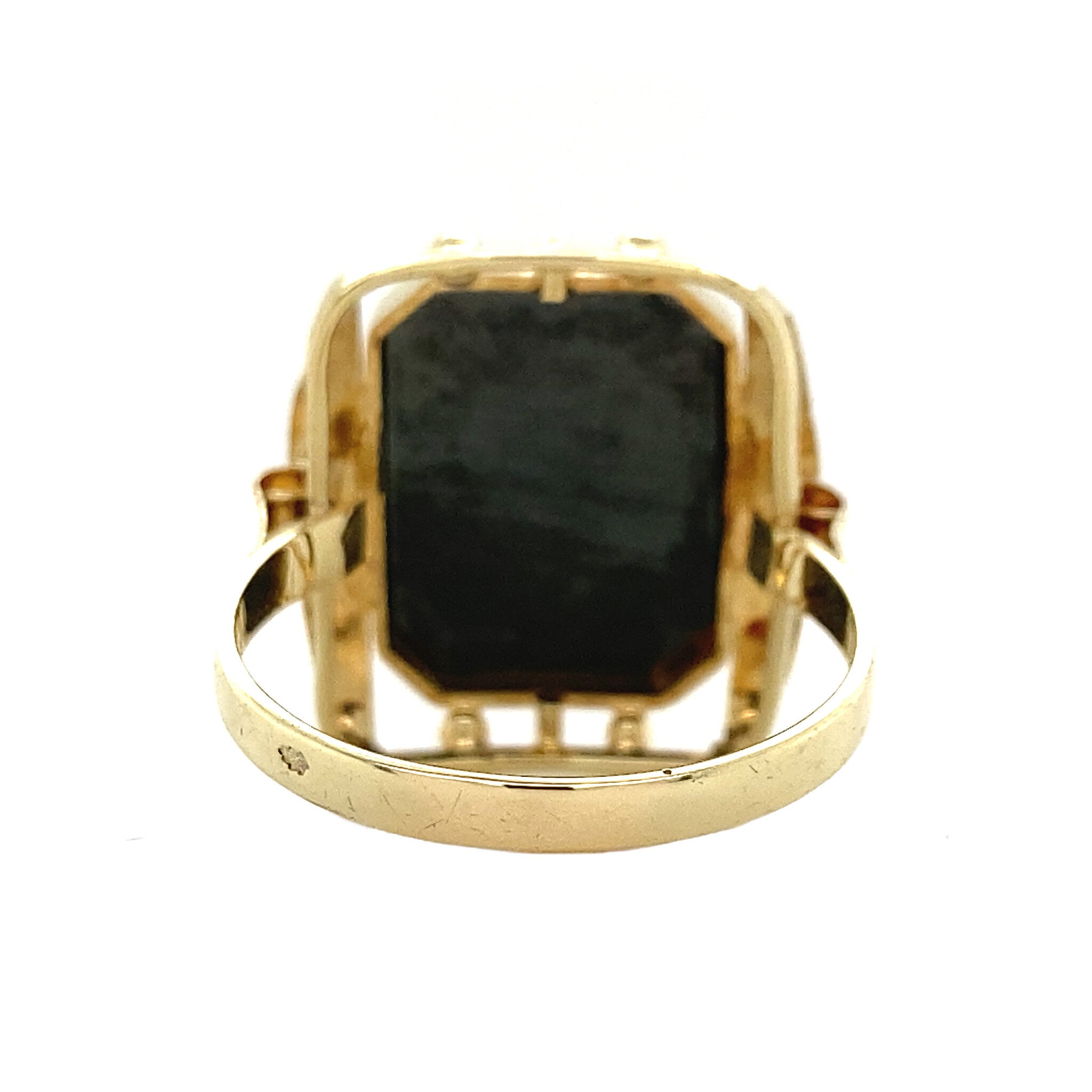 Gouden ring met hematiet 14 krt