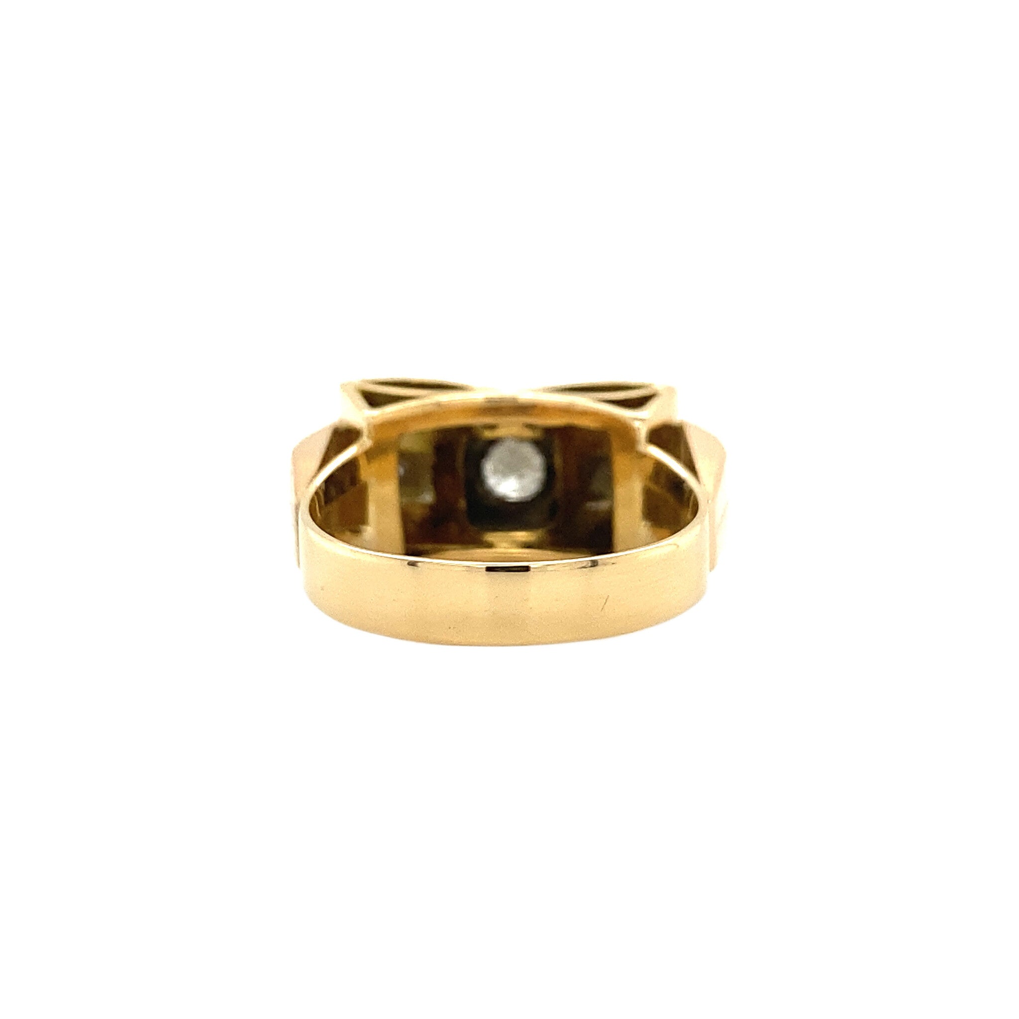 Tricolour gold ring with a bow and diamond, 18 kt 950