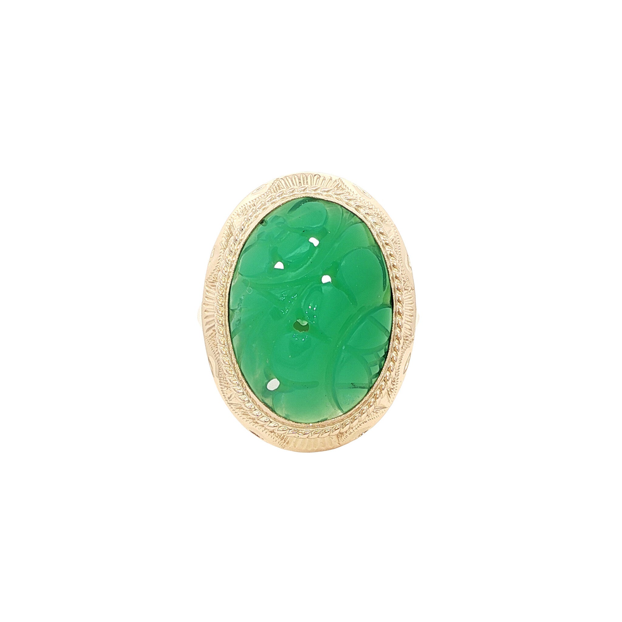 Gouden vintage ring met chrysopraas 14 kt