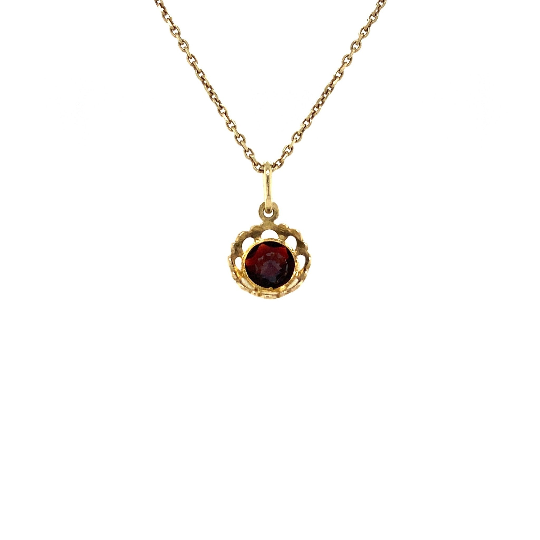 Gouden hanger met granaat 14 krt