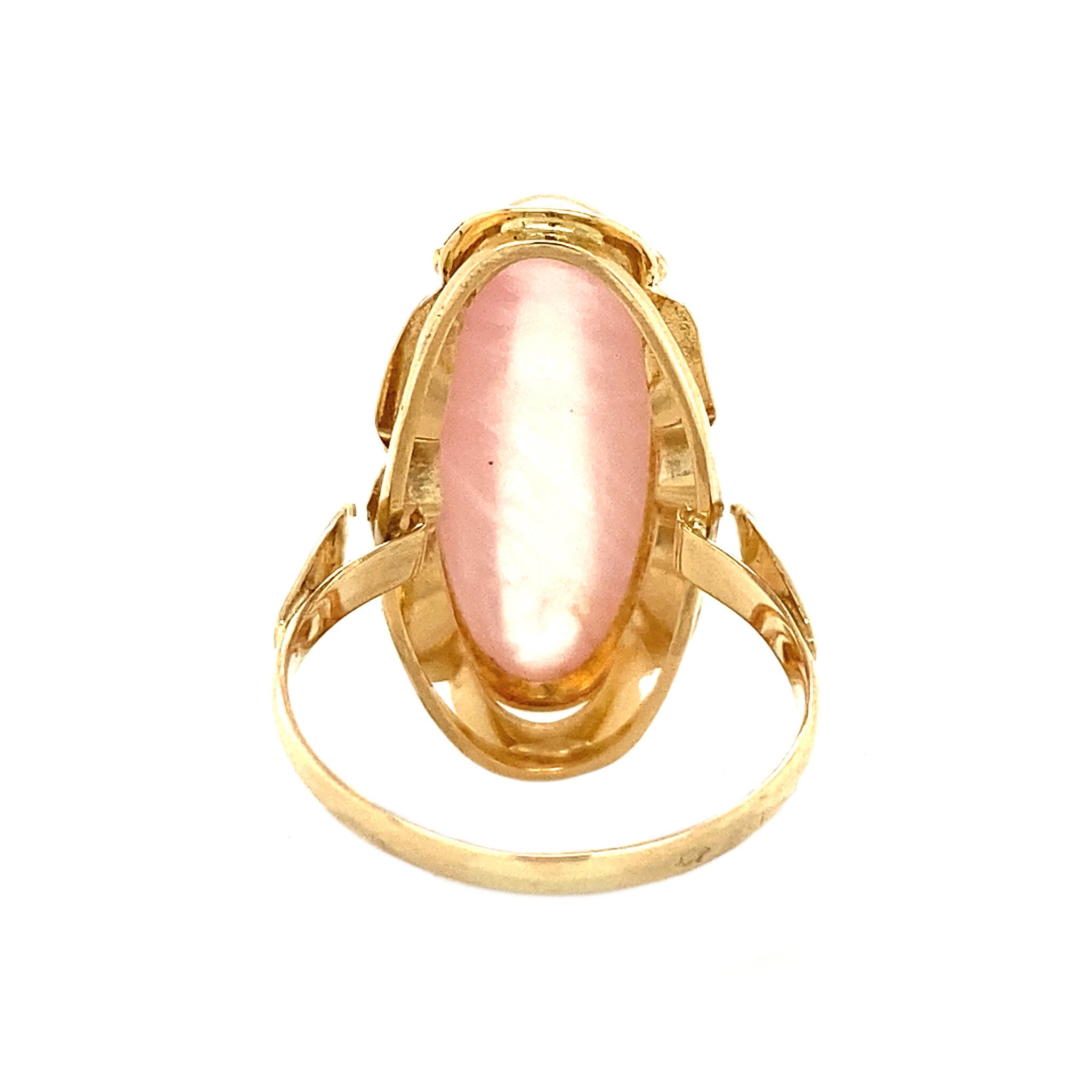 Gold ring with rose quartz 14 krt