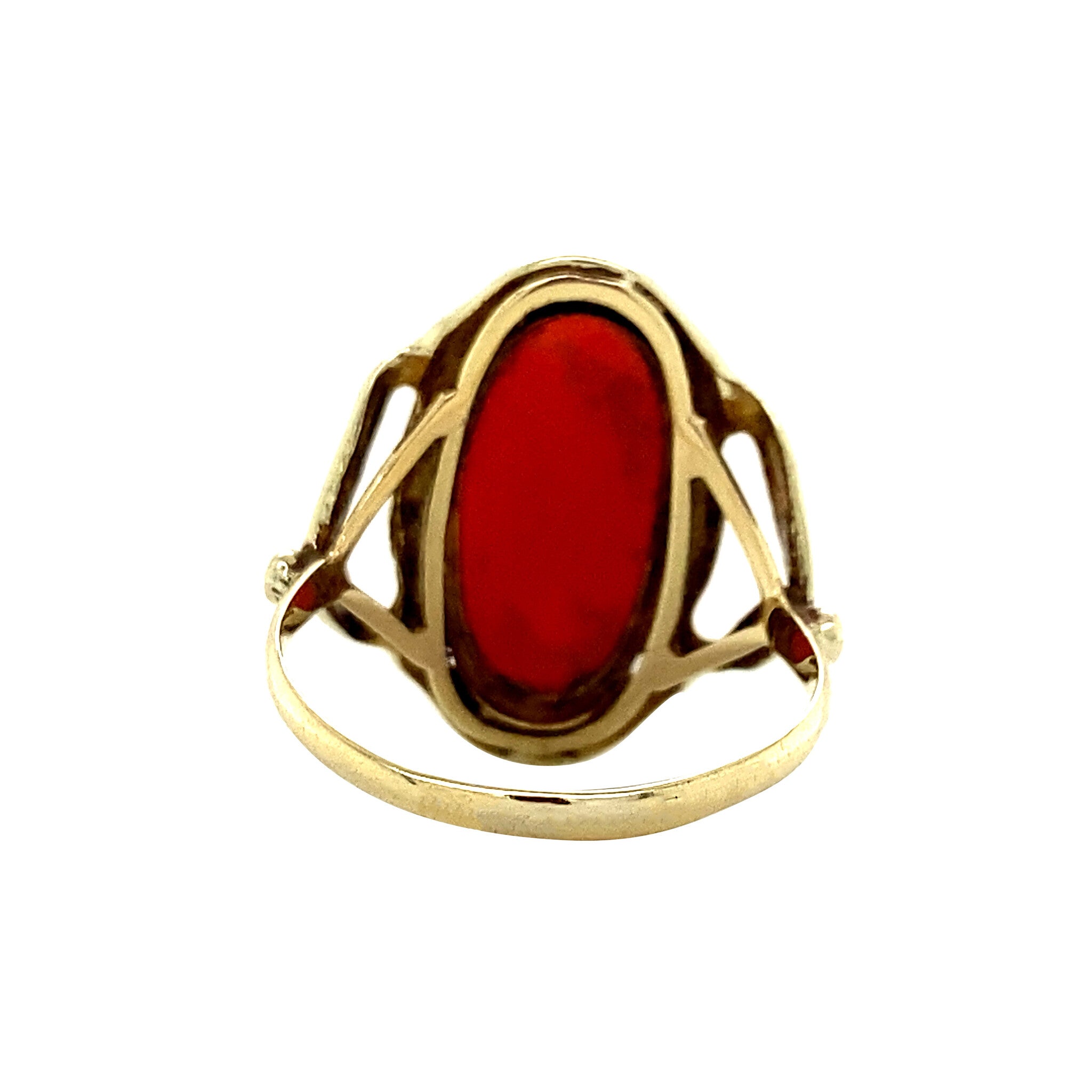 Gouden ring met bloedkoraal 14 krt