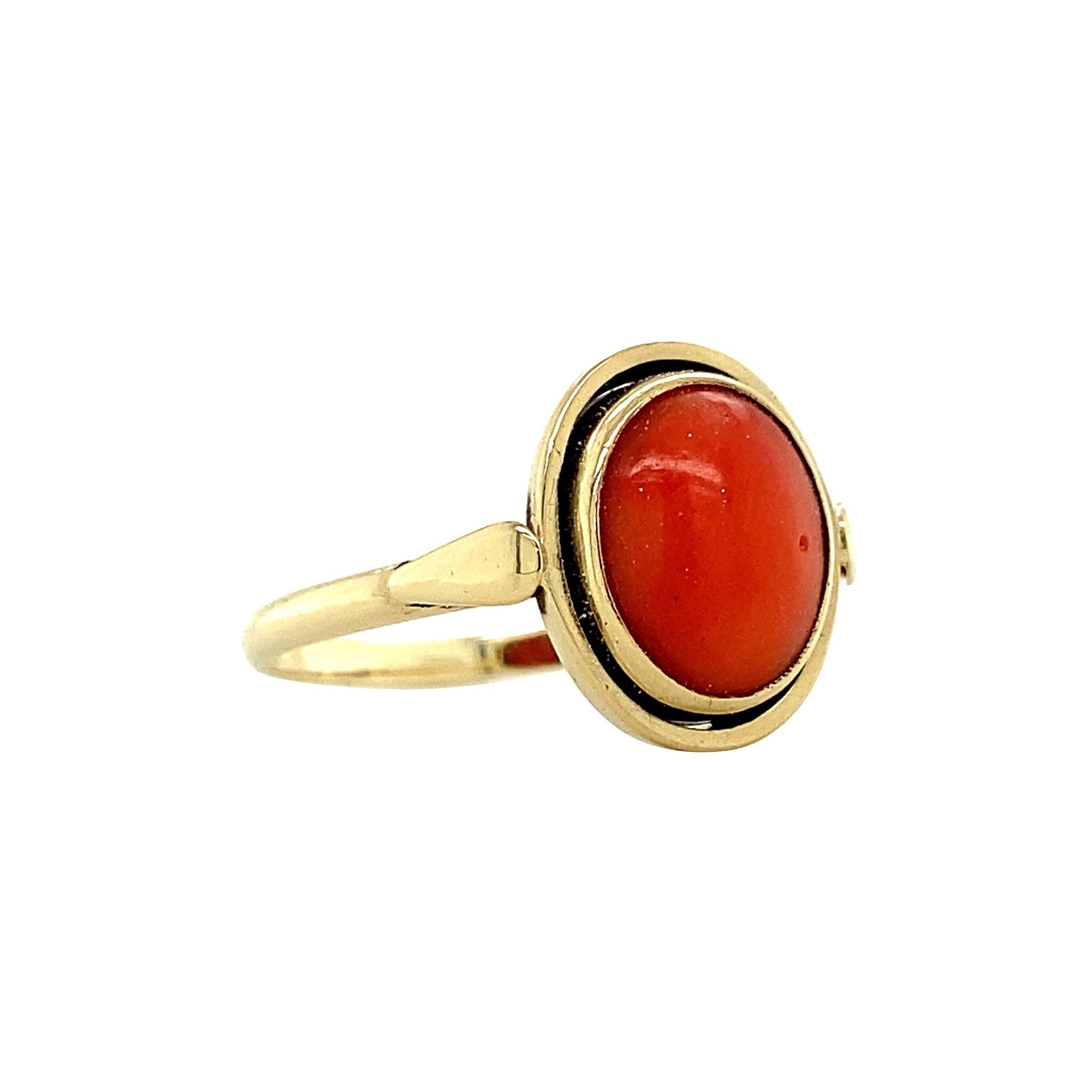 Gold ring with blood coral 14 krt