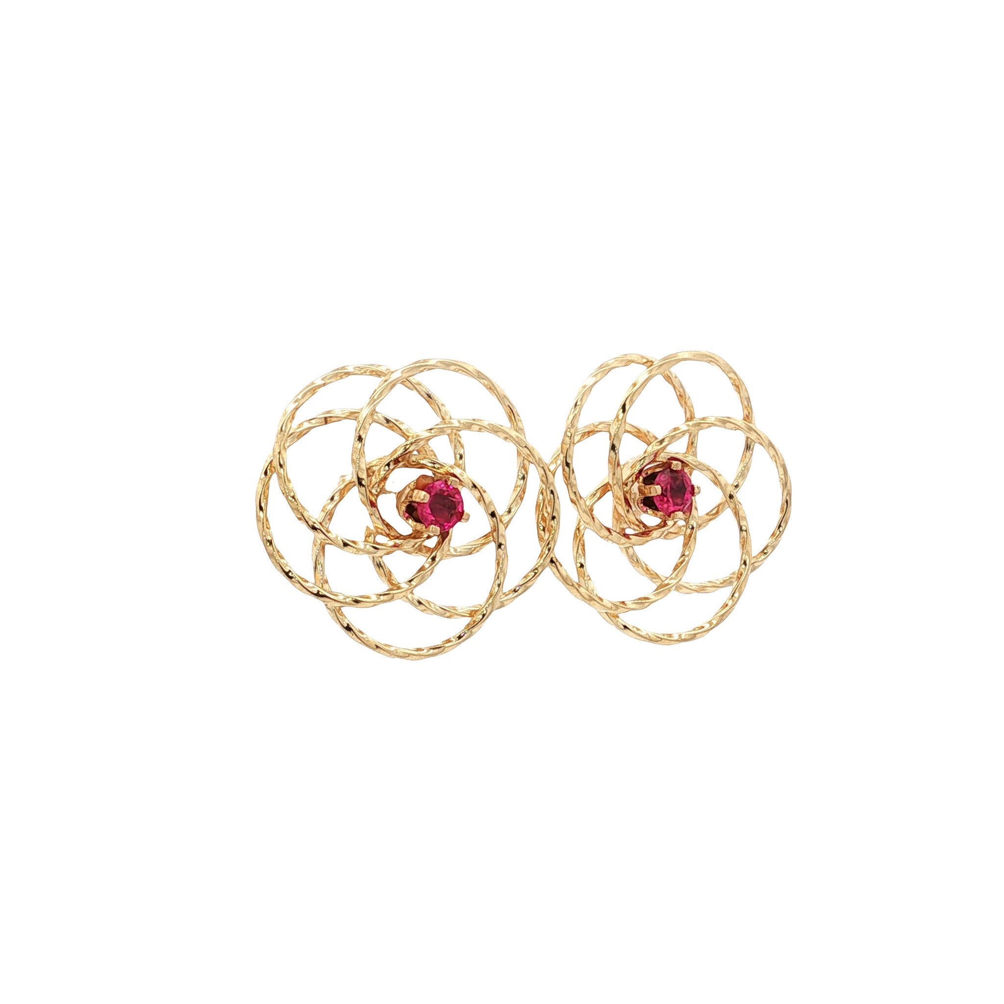14 kt vintage gold stud earrings with ruby