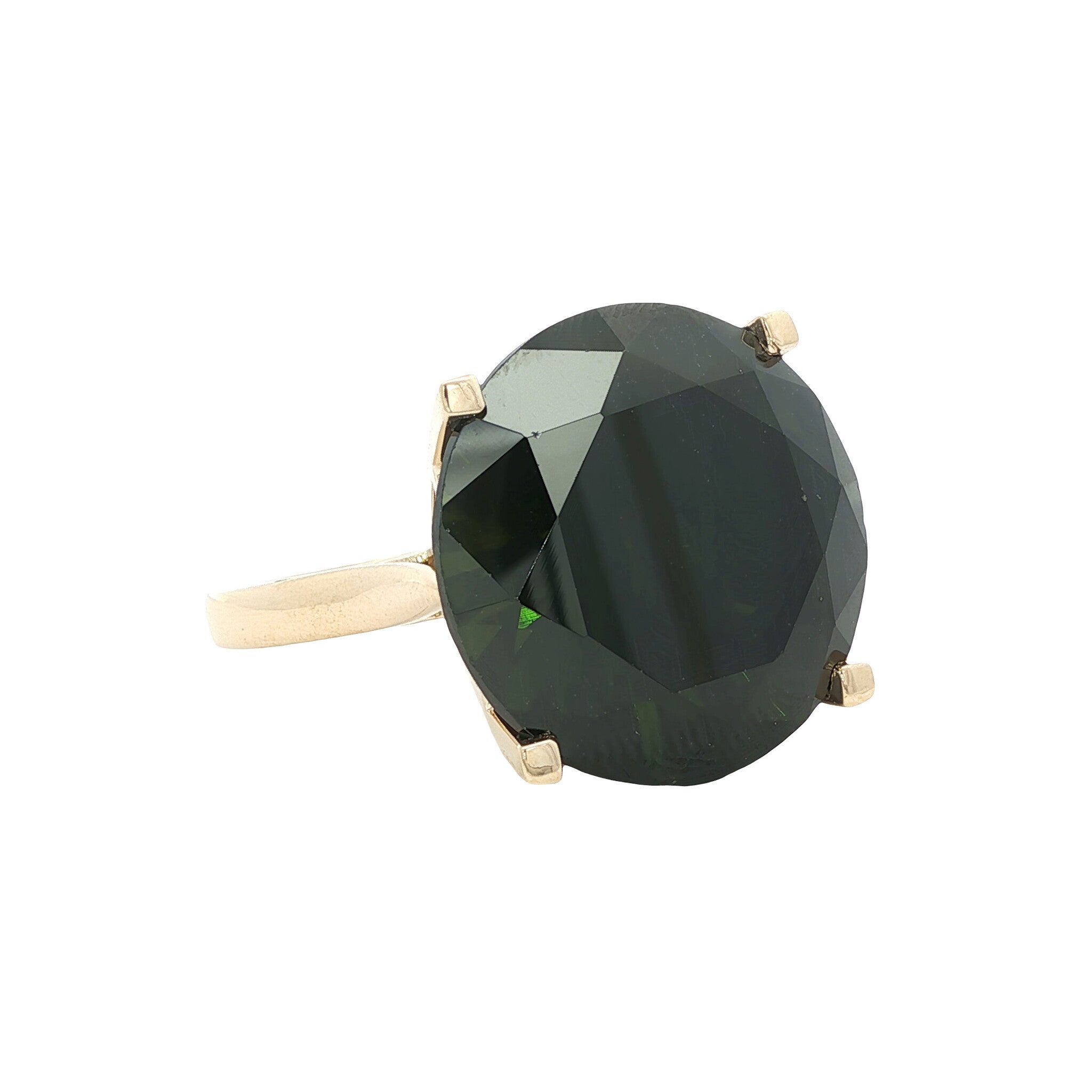 Gouden ring met groene zirkonia 14 kt