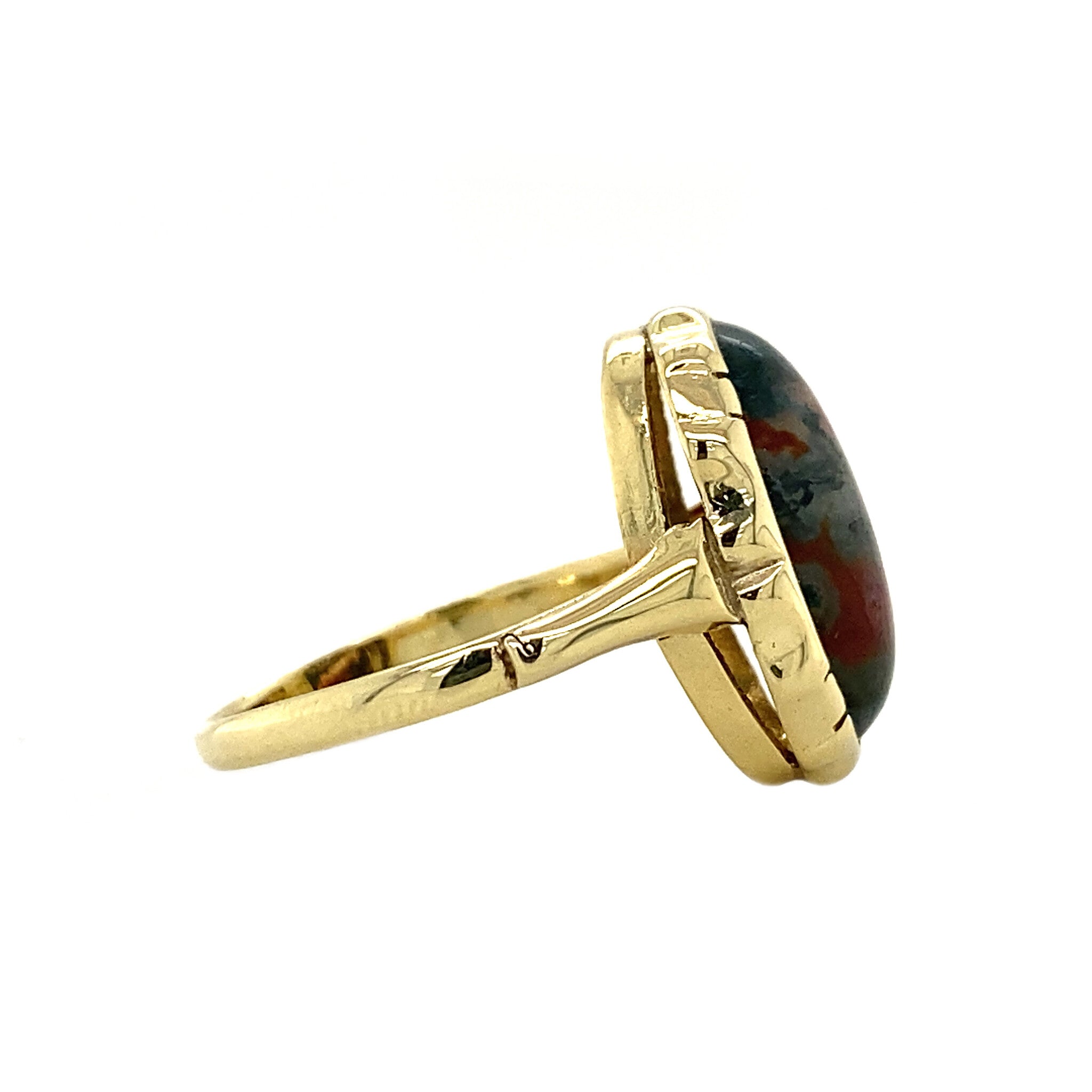 Gouden ring met mosagaat 14 krt