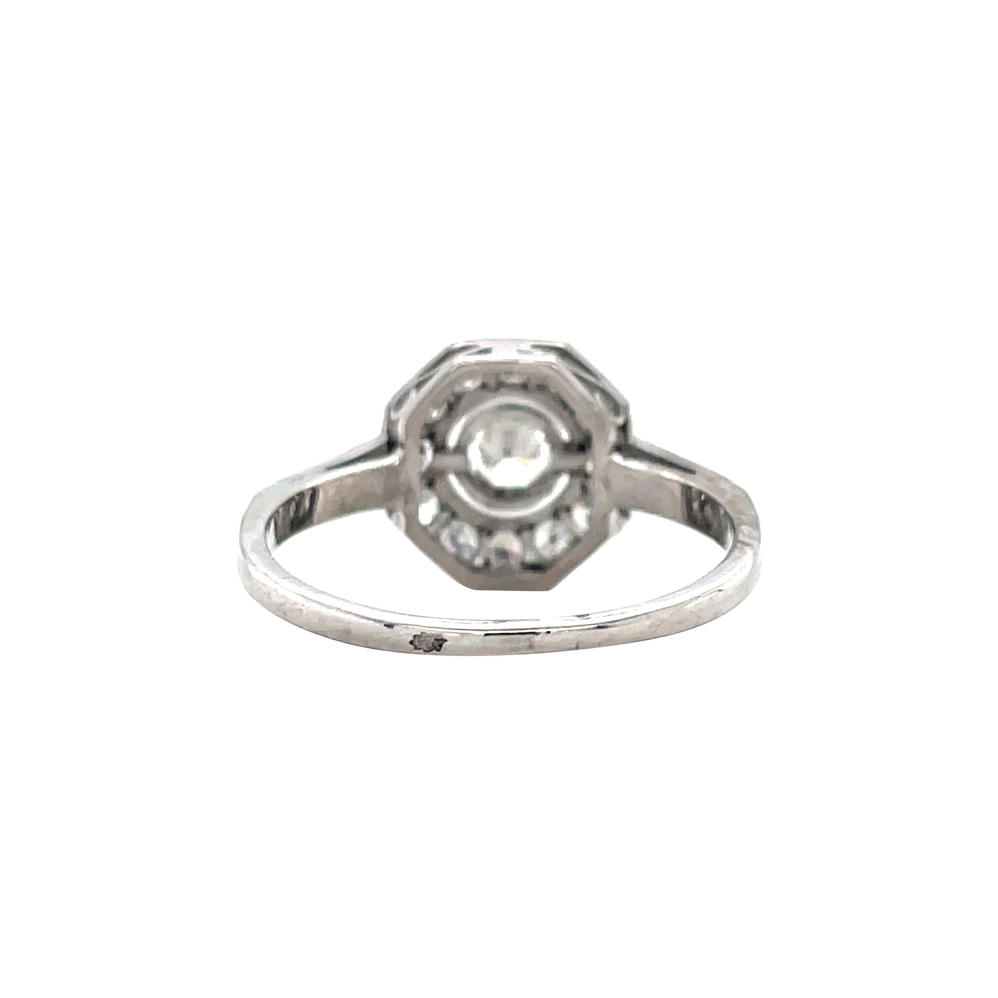 Witgouden vintage entourage ring met diamant 14 kt
