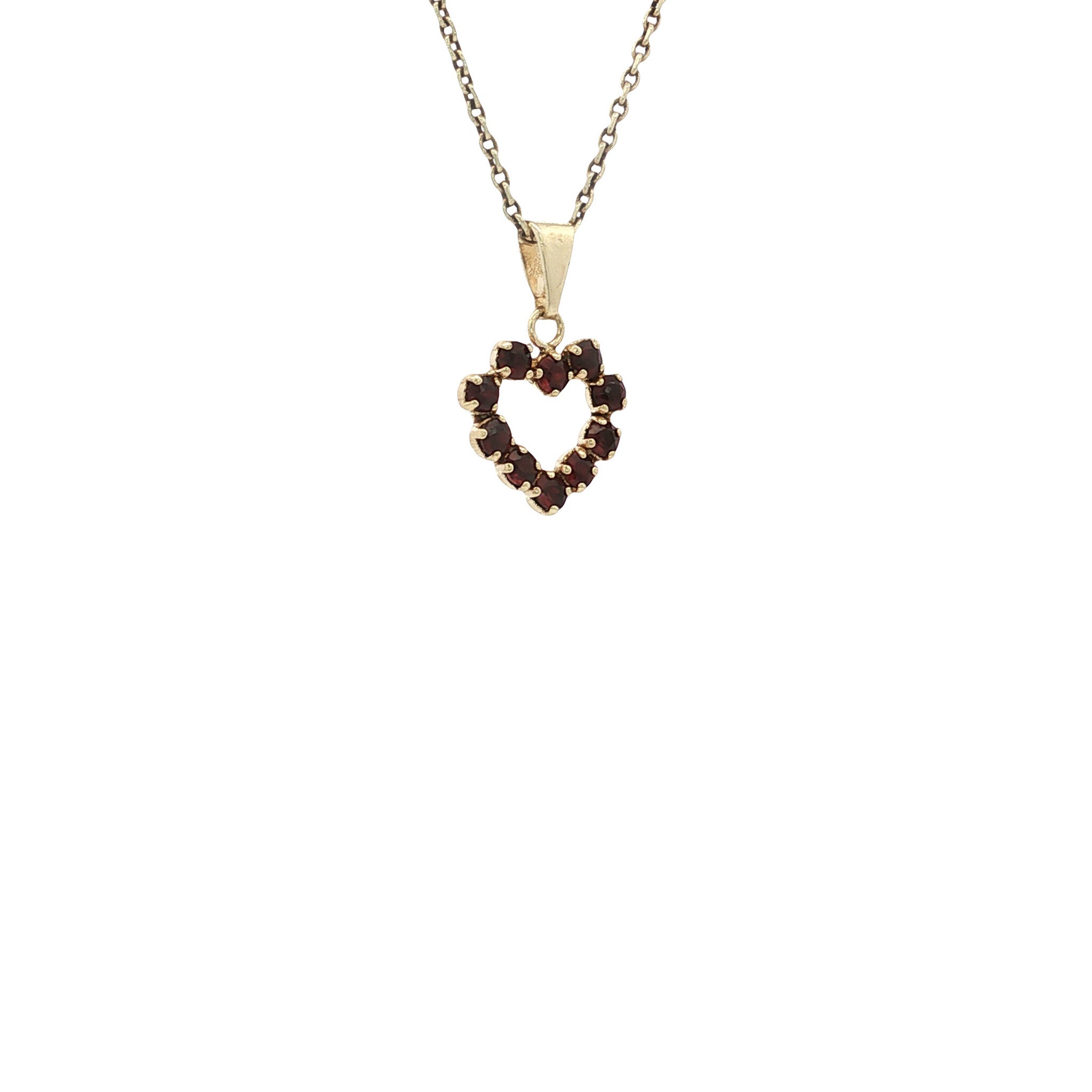 Vintage hart hanger met kleursteen 8 kt
