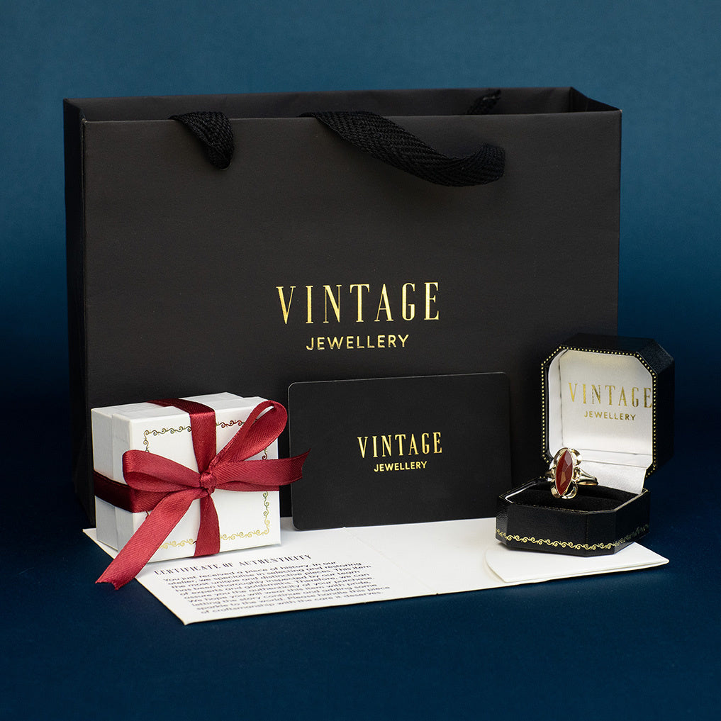 Gouden vintage ring met labradoriet 14 kt