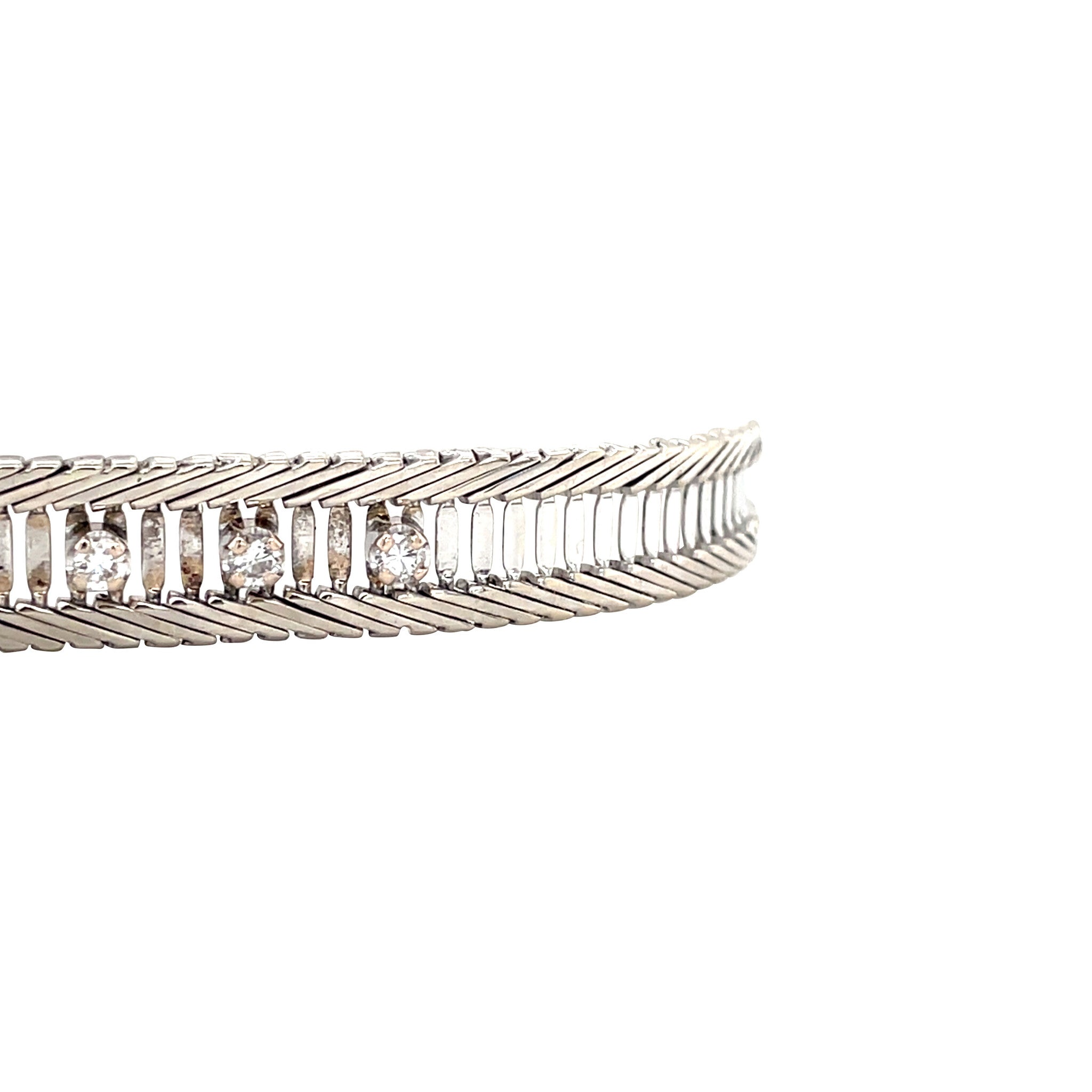 Witgouden vintage armband met diamant 14 krt