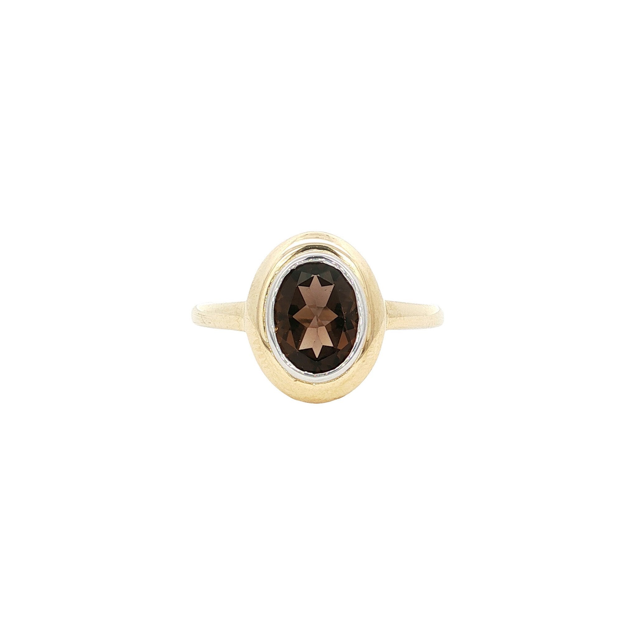 Ring with smoky quartz 9 kt