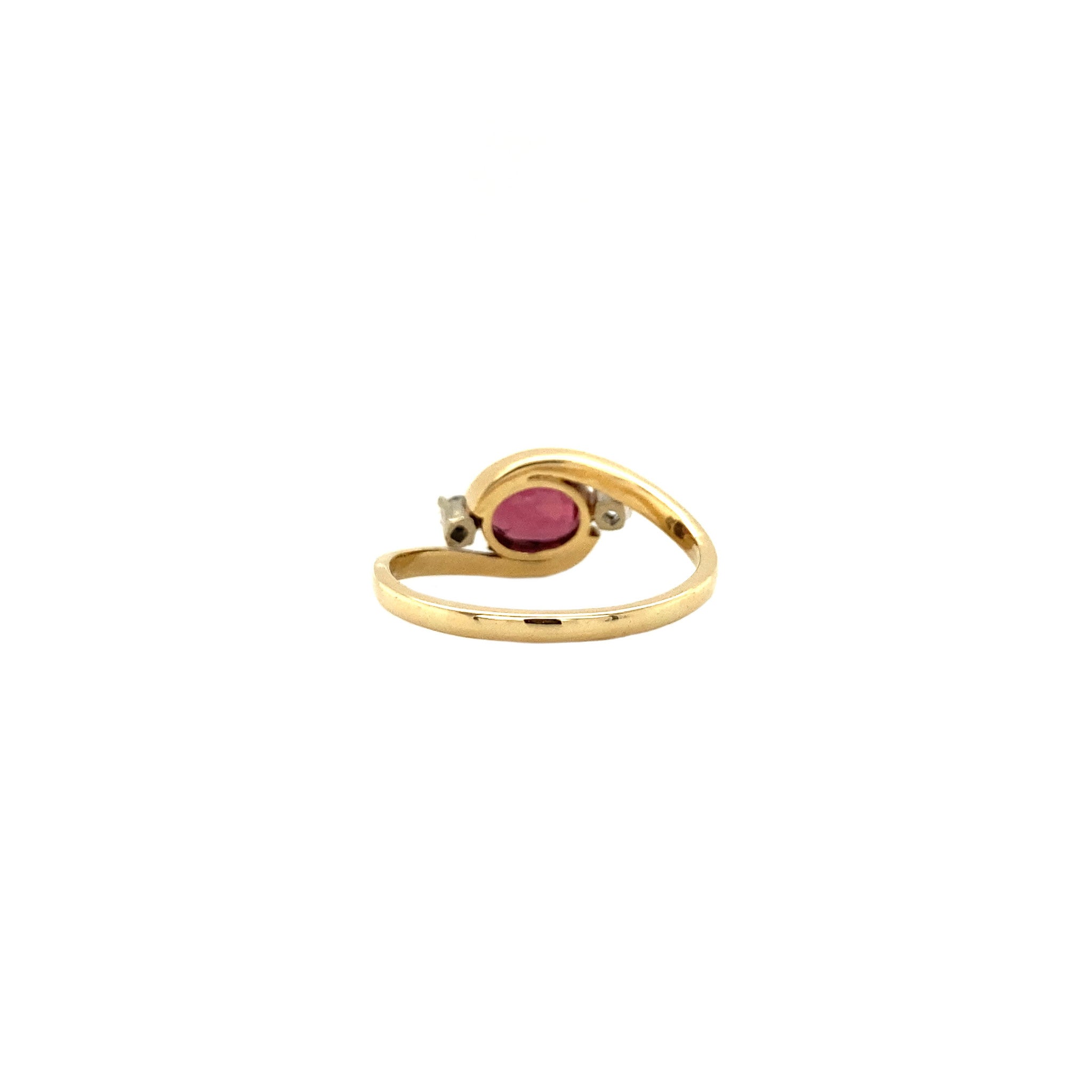 Gold ring with zirconia and garnet 14 kt