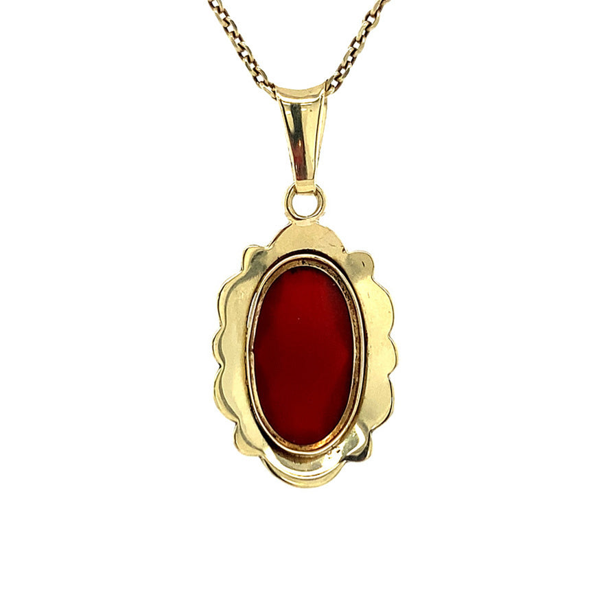 Gold pendant with carnelian 14 kt