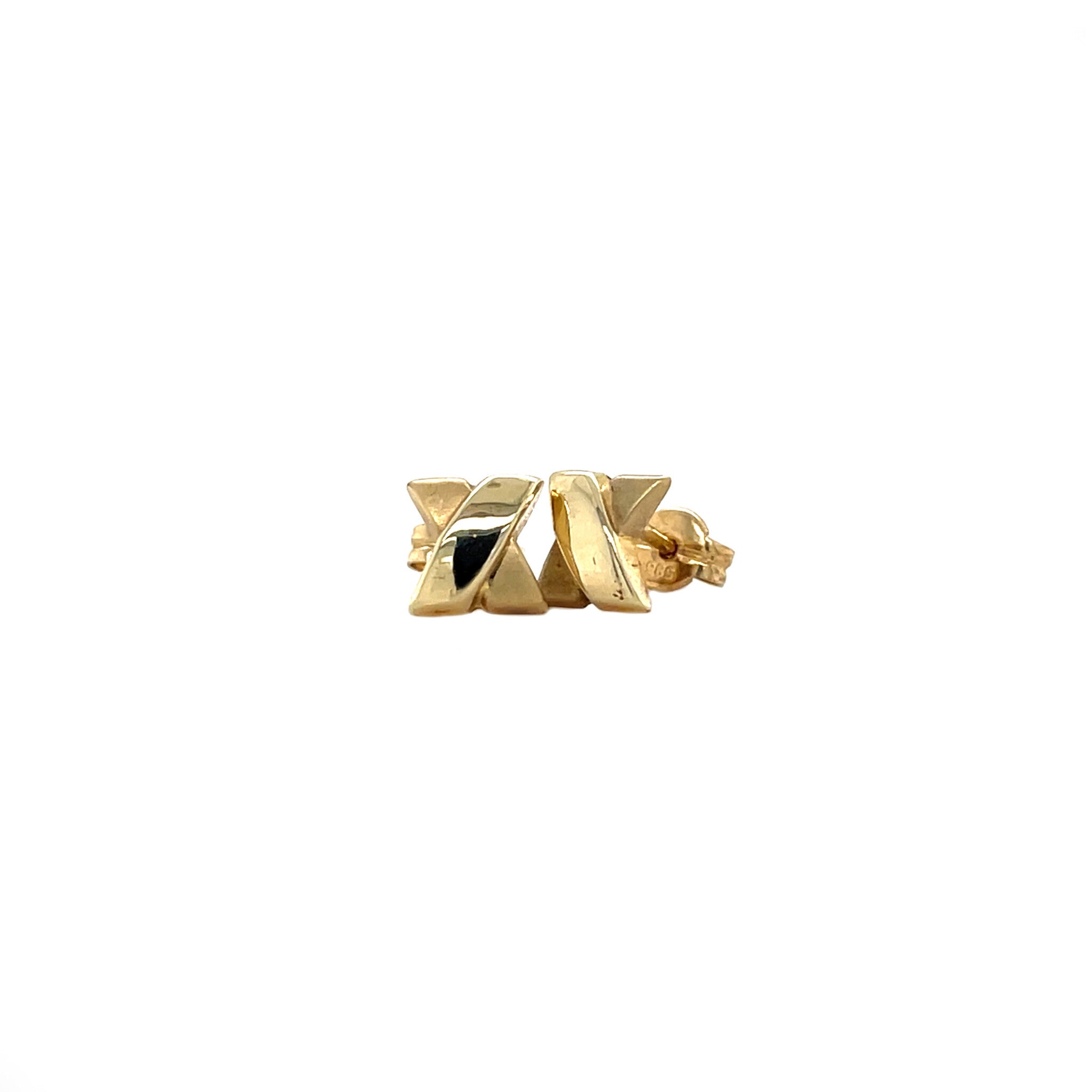Gold vintage X stud earrings 14 kt