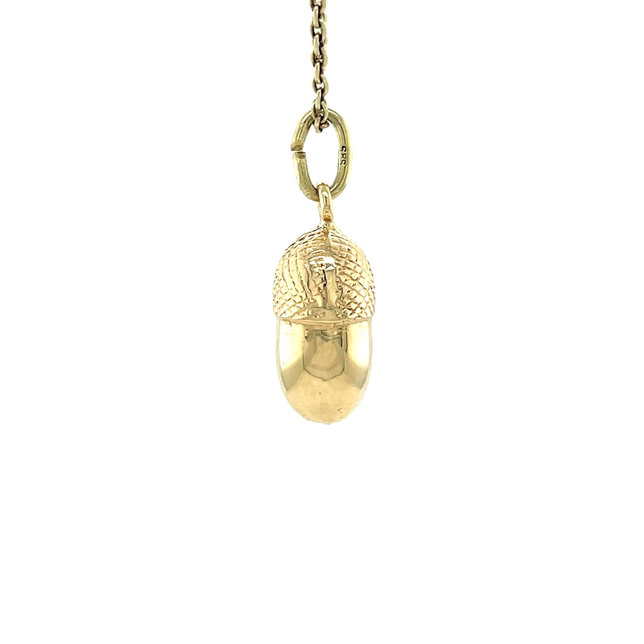 Gouden vintage eikel hanger 14 krt