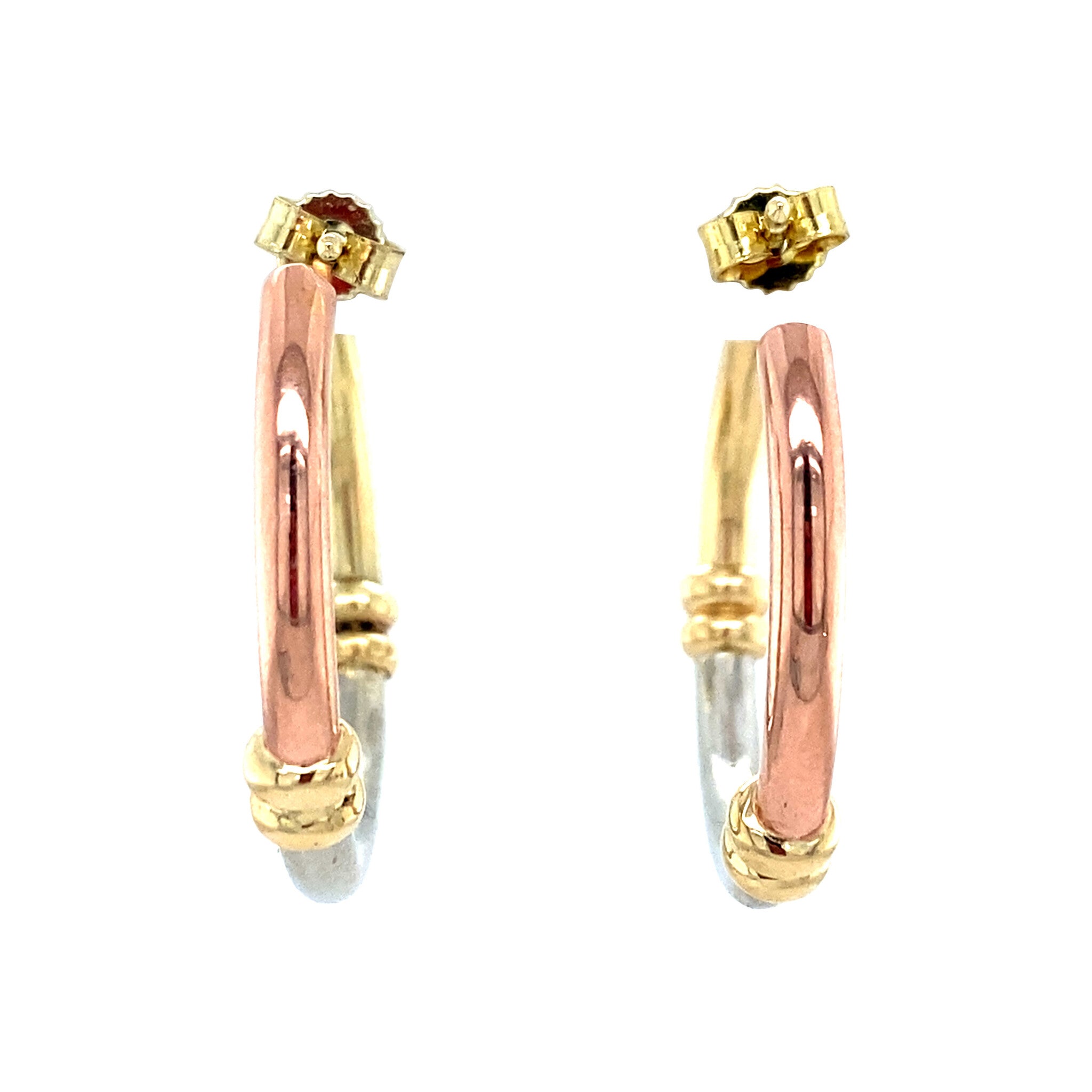 Tricolour gold earrings 14 kt