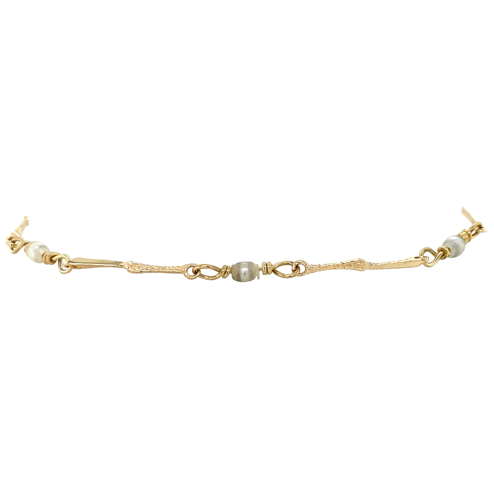 Vintage gold bracelet with pearl, 14 kt
