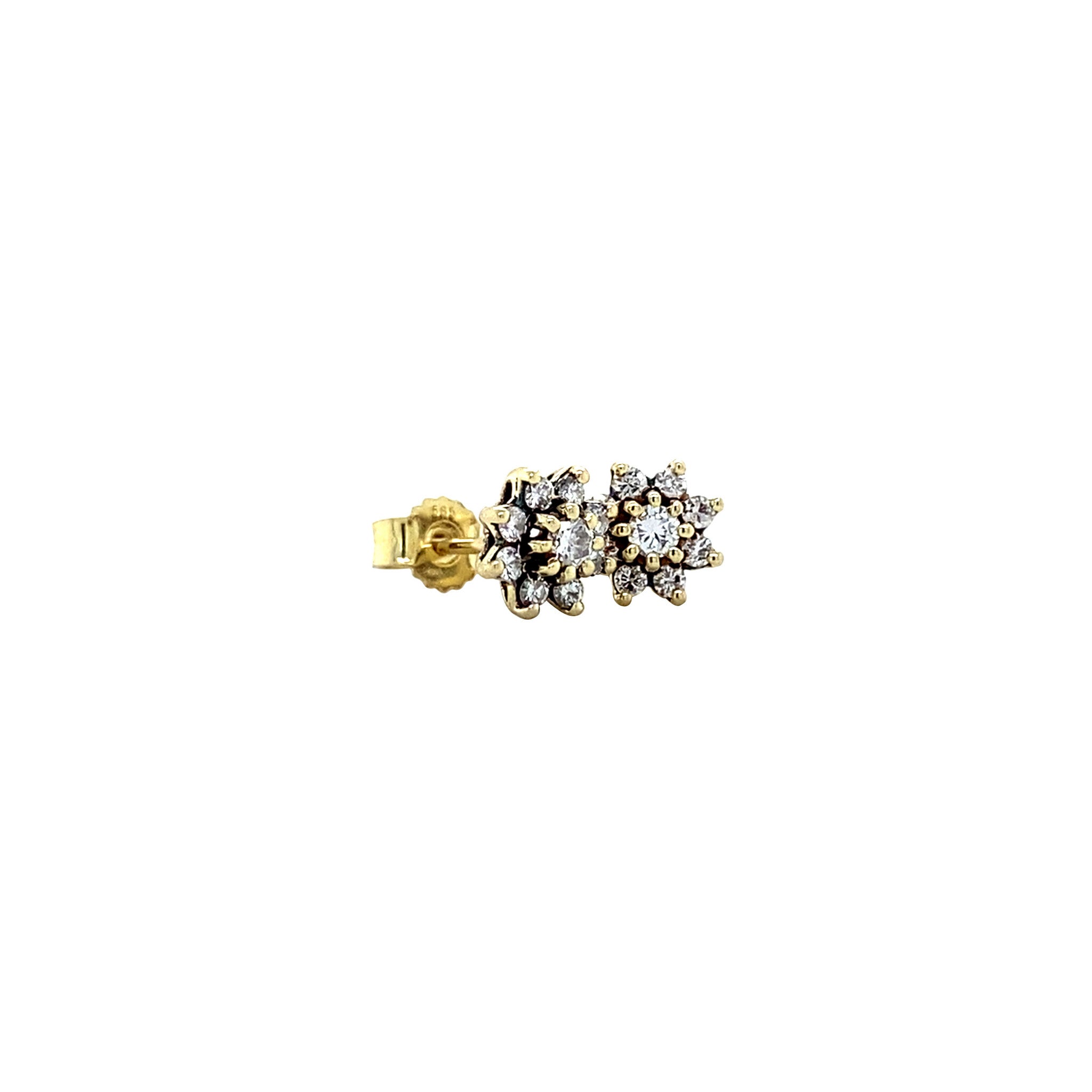 Gouden vintage entourage oorstekers met diamant 14 krt
