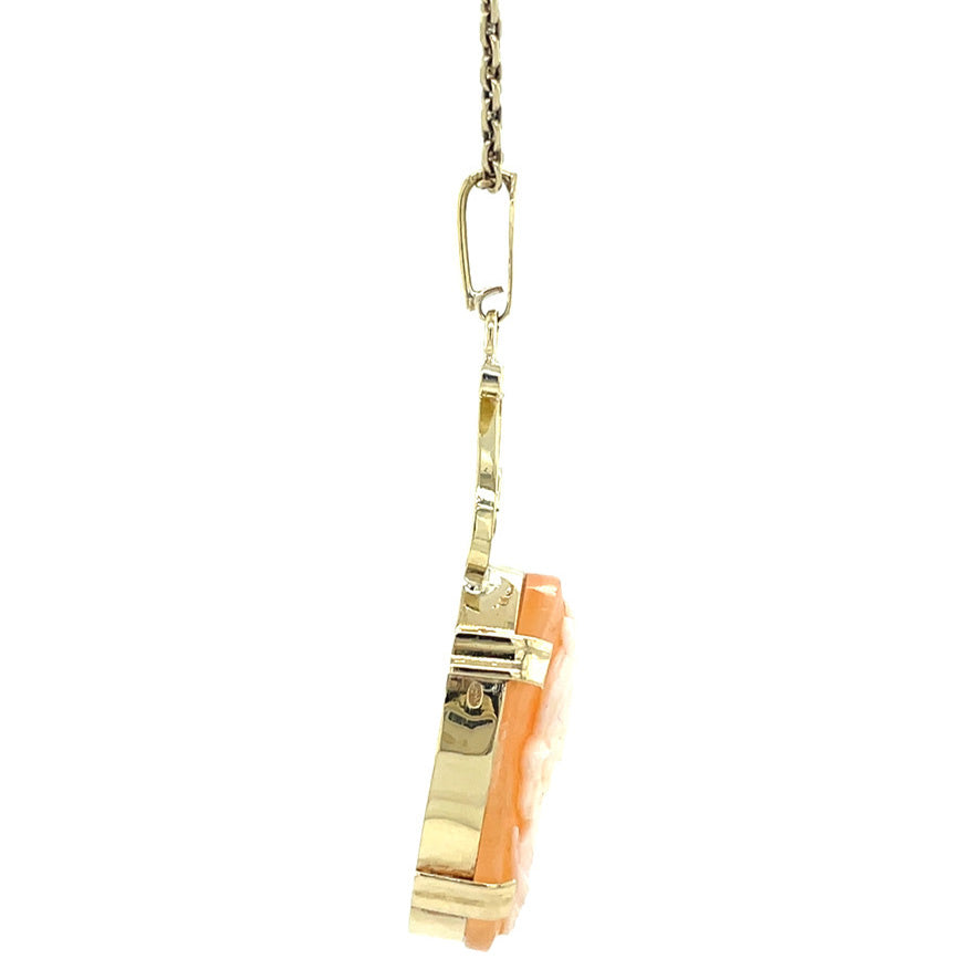 Gouden vintage hanger met camee 14 kt