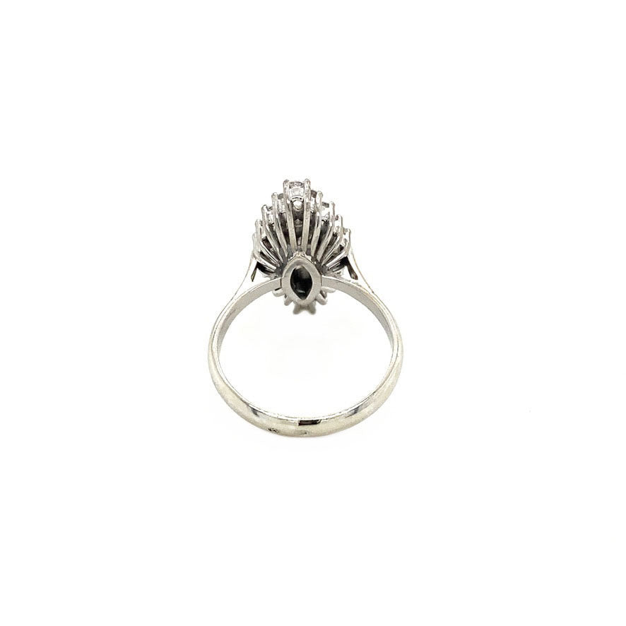 Witgouden marquise ring met parel en zirkonia 14 krt