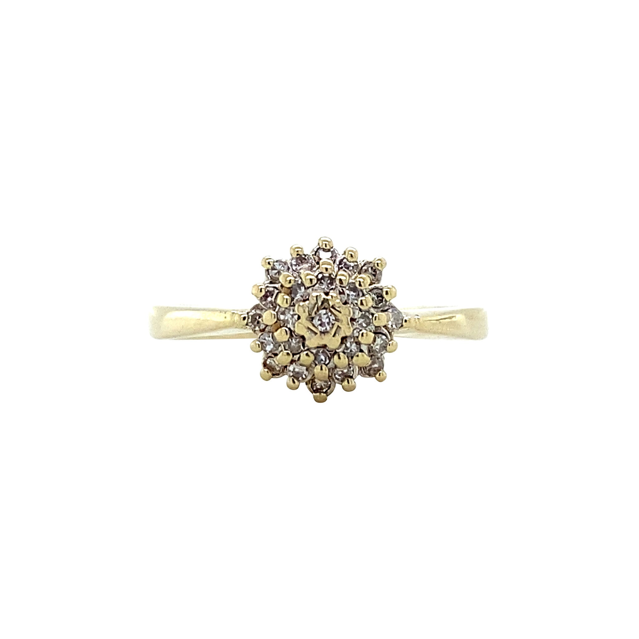 Gold vintage halo ring with diamonds 14 krt