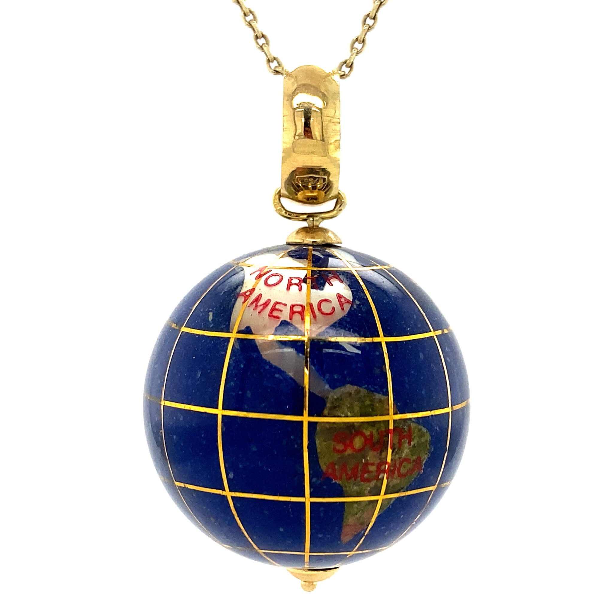 Gouden wereldbol hanger 18 krt