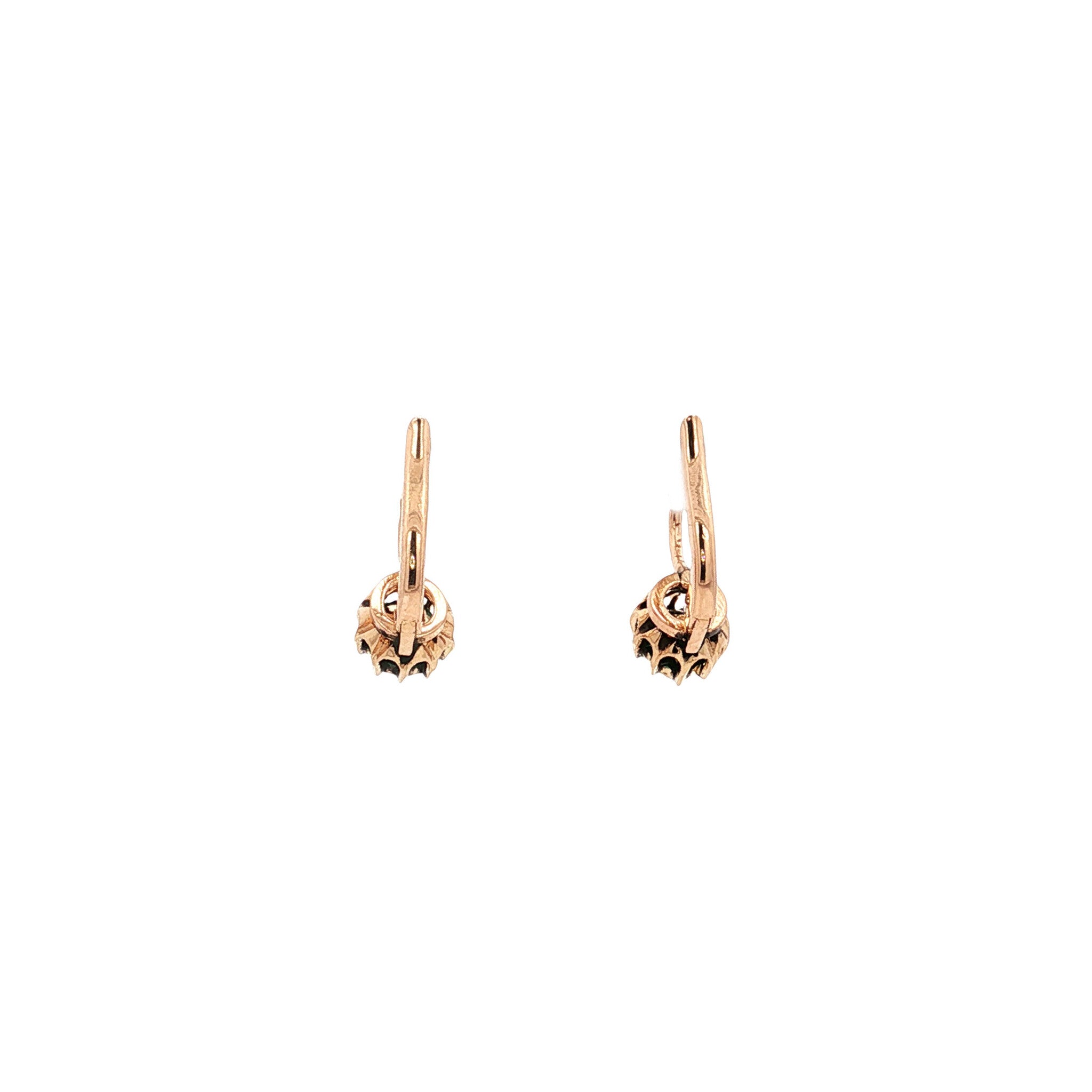 Vintage 14 kt rose-gold drop earrings with rose diamond