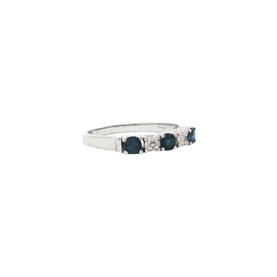 Witgouden vintage ring met saffier en diamant 14 kt