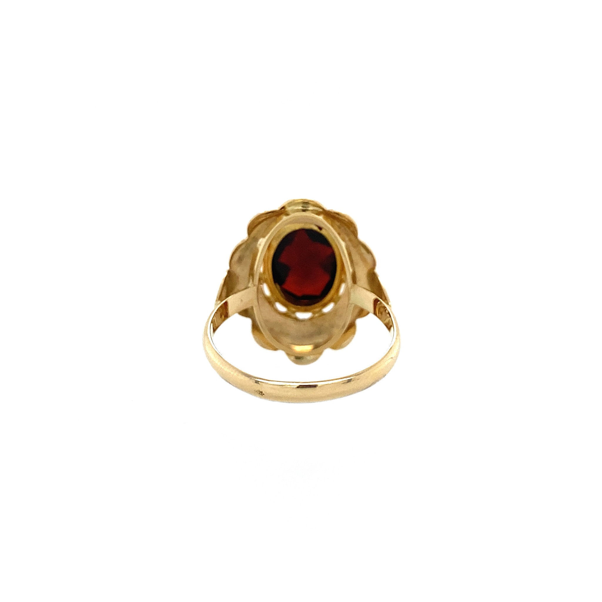 Gouden ring met granaat 14 krt
