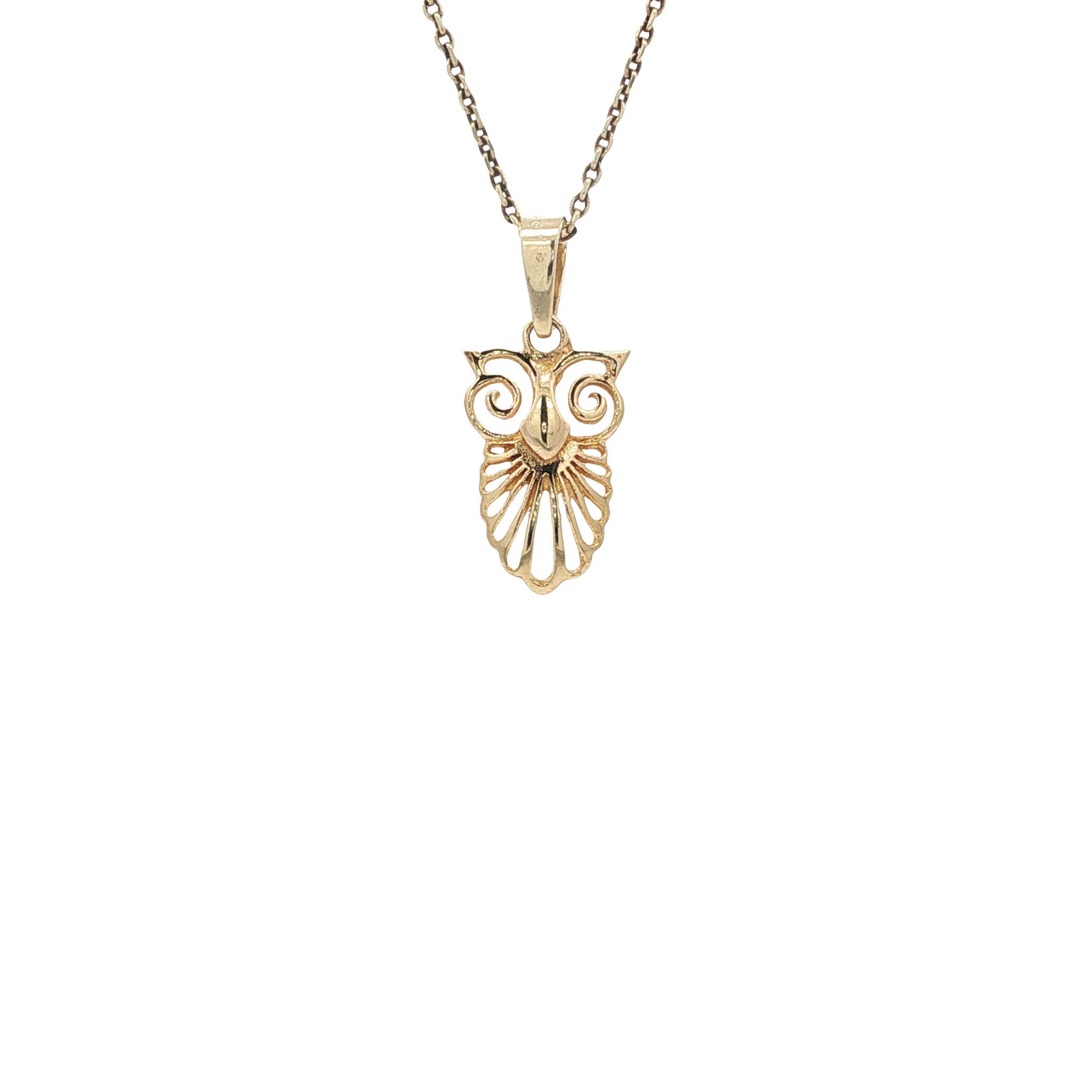 14 kt gold vintage owl pendant