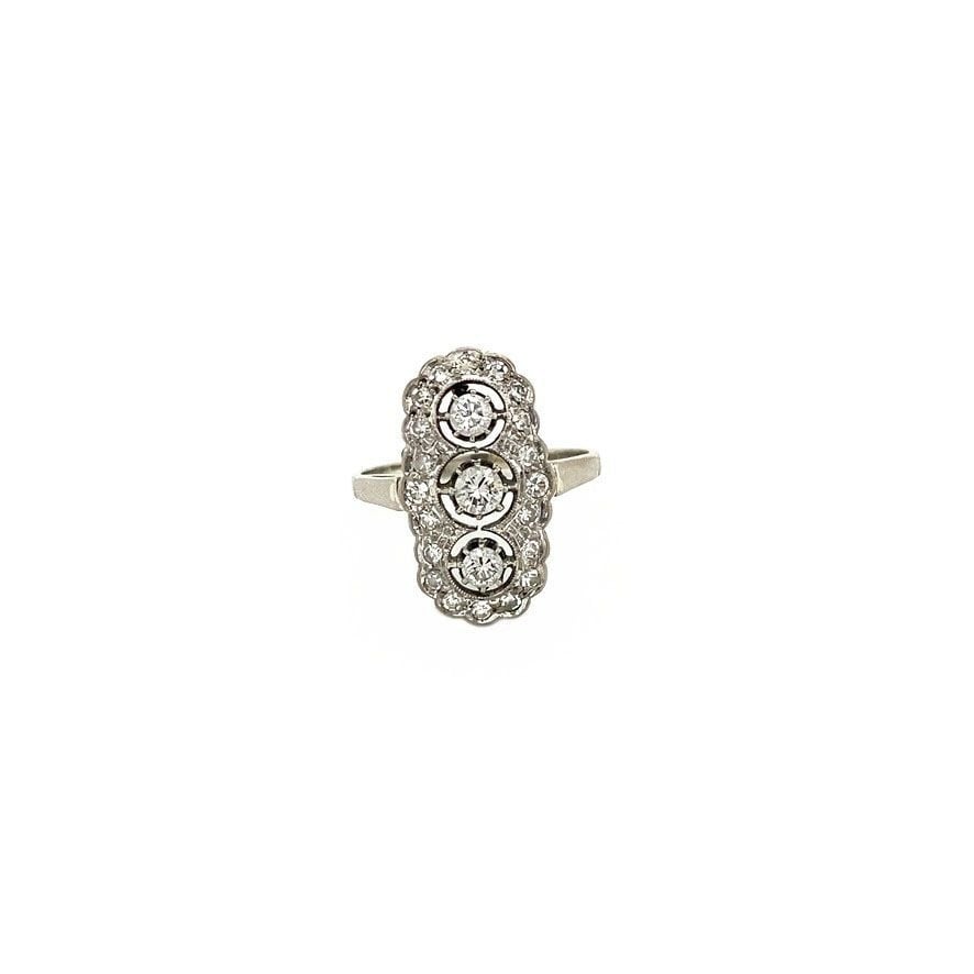 White gold princess ring with diamond 14 kt